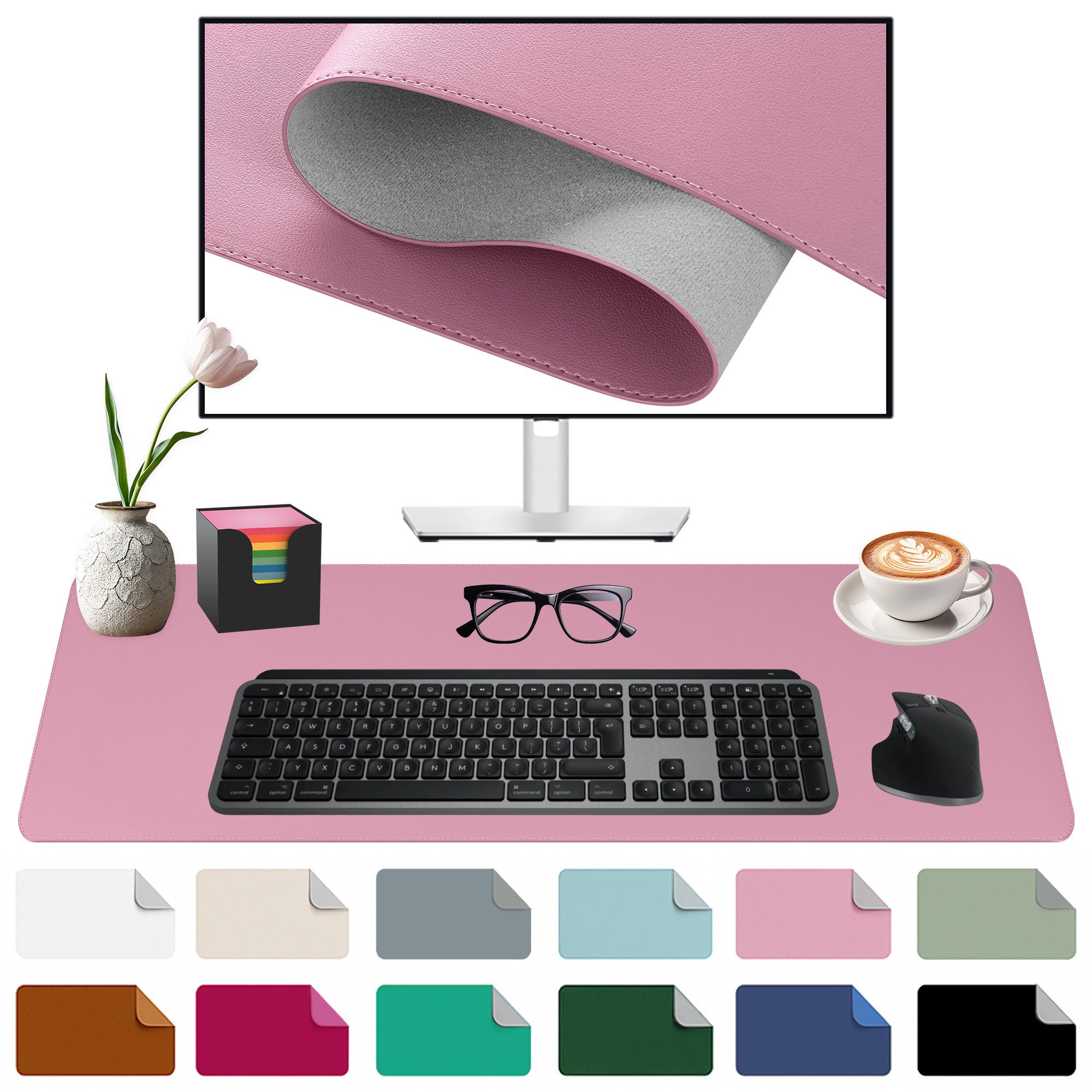 Midori Schreibtischunterlage, (Midori Schreibtischunterlage 60x35cm Mauspad Tischunterlage Rosa)