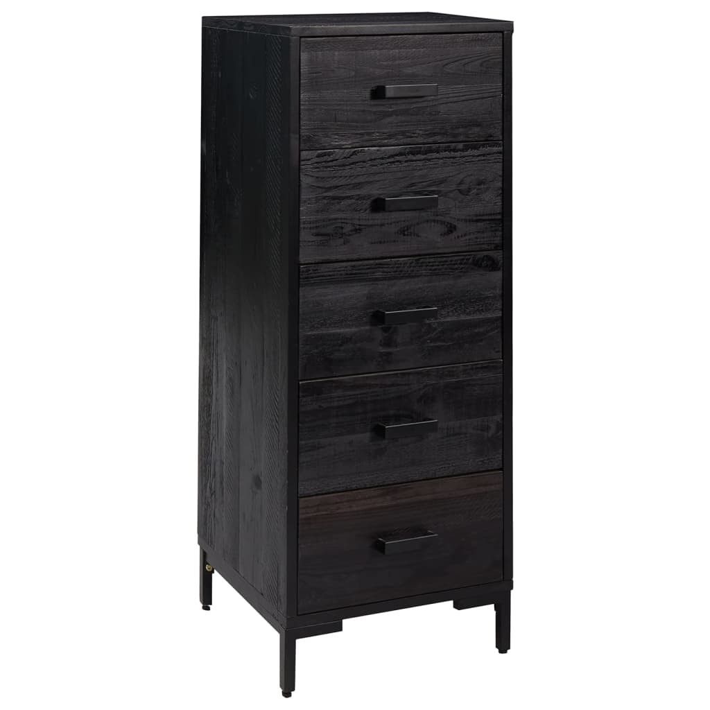 vidaXL Kommode Kommode Schwarz 42x35x110 cm Massivholz Kiefer (1 St)