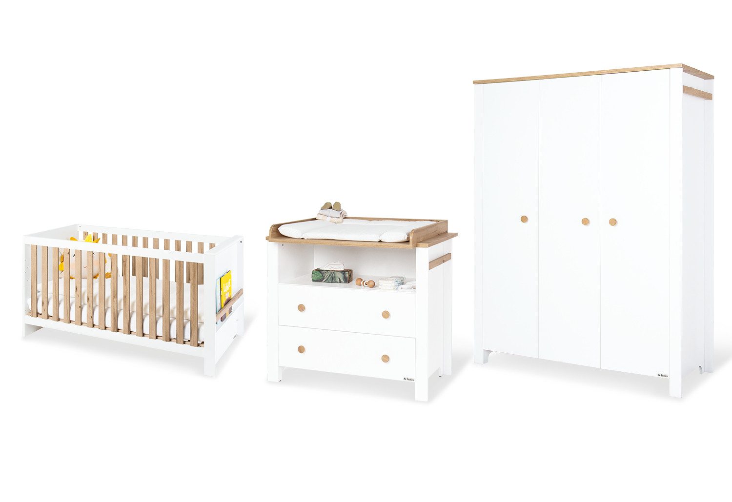 Pinolino® Babymöbel-Set Kinderzimmer-Set 'Lova' breit groß, 3-tlg.