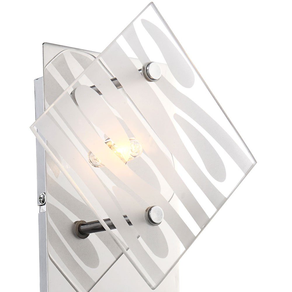 inklusive, Treppenhauslampe LED Chrom Glas Flurleuchte weiß Wandlampe Wandleuchte nicht G9 Leuchtmittel etc-shop Wandleuchte,