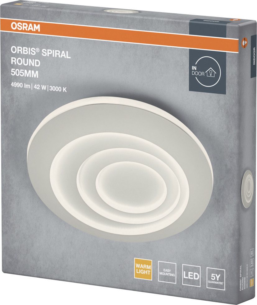 Osram Deckenleuchte Osram LED Deckenleuchte Orbis Spiral Round weiß Ø, Inkl. Leuchtmittel, Nicht dimmbar ohne Bewegungsmelder