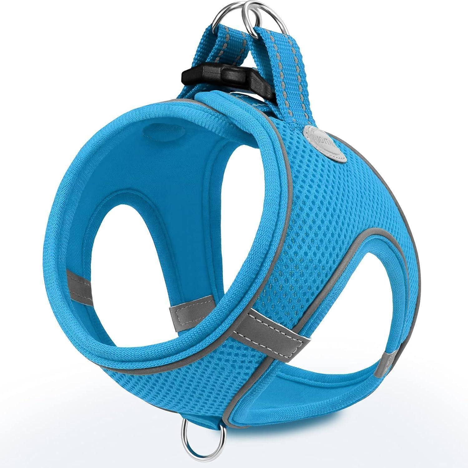 LuxusKollektion Hunde-Geschirr Hundegeschirr Brustgeschirr Reflektierend L-Brust:47-55cm Baby Blau