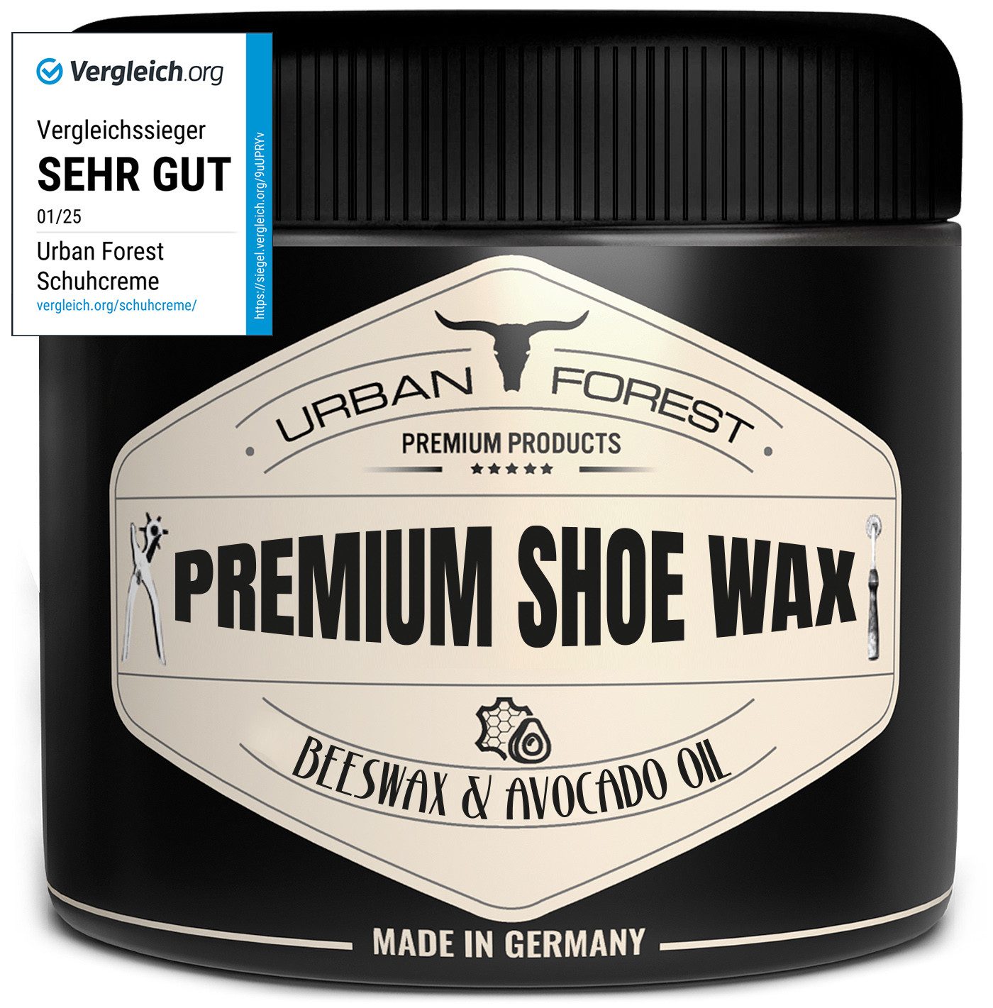 URBAN FOREST Schuhcreme Schuhwachs mit Bienenwachs & Avocado-Öl 250ml Schuhcreme (1 St)