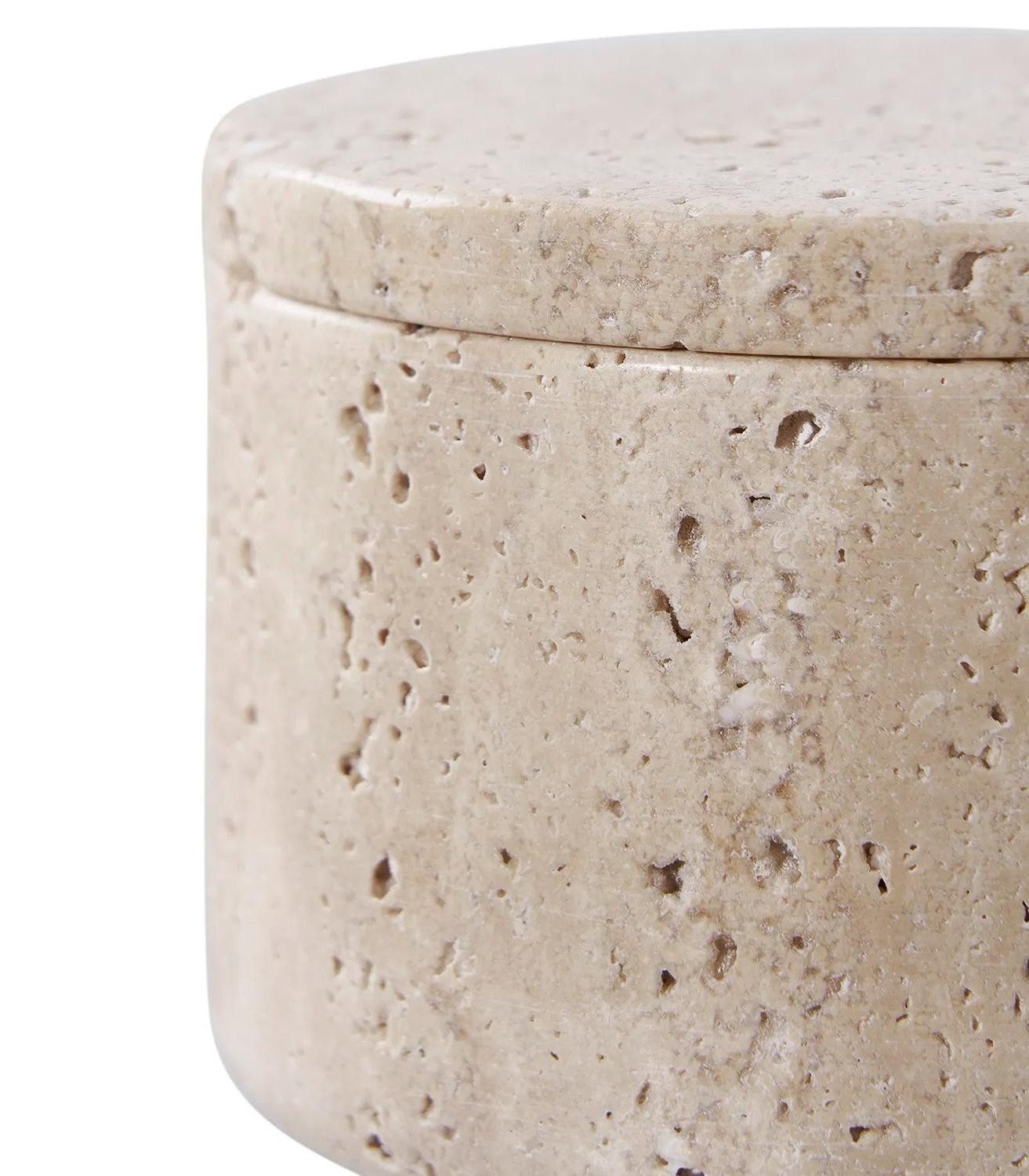 House Nordic Aufbewahrungsdose STORAGE, Beige, Travertinstein, mit Deckel, Ø 10 x H 6,5 cm