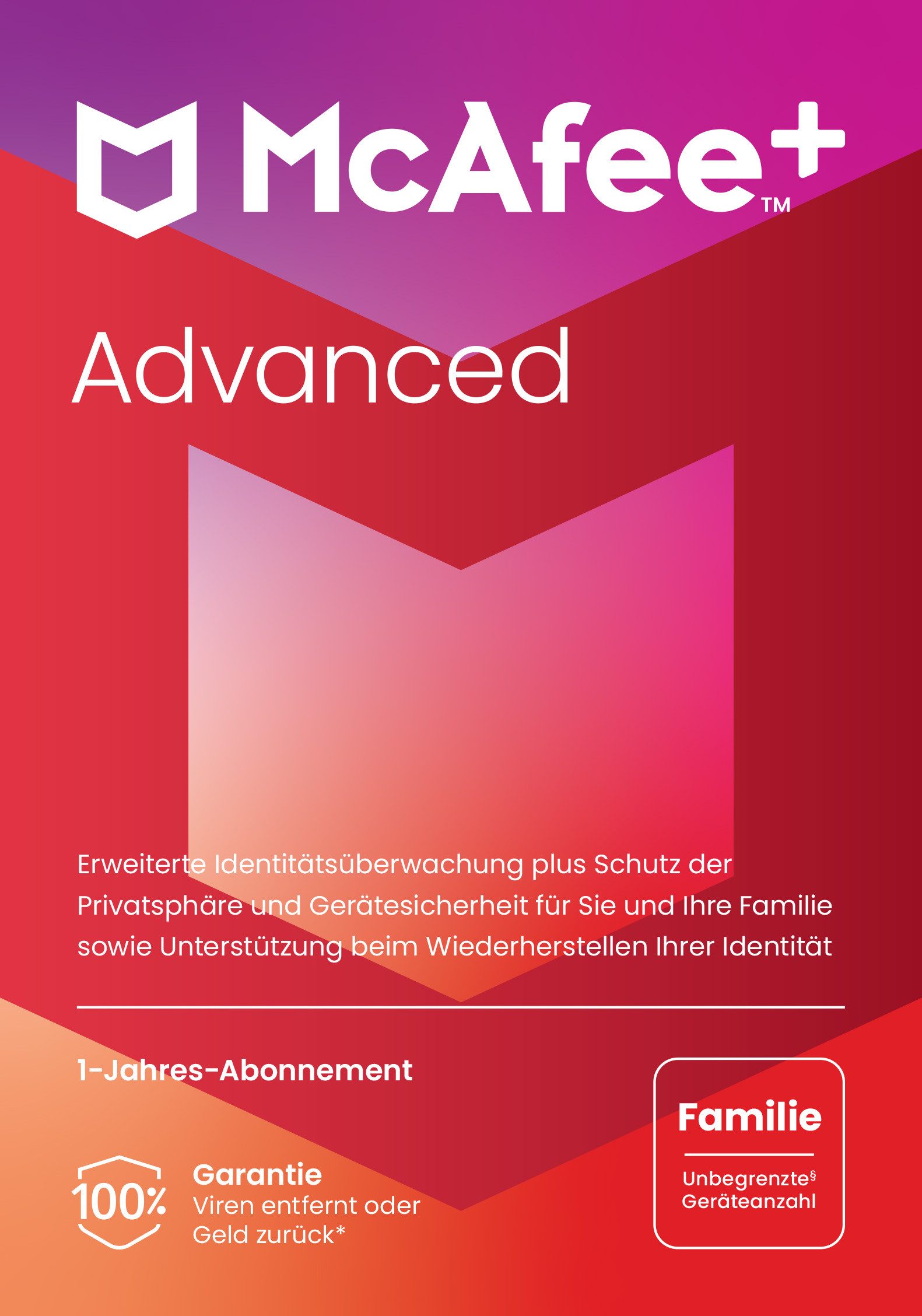 McAfee McAfee+ Advanced - Family Jahreslizenz, 1 Lizenz (Virenprogramm, Lizenzschlüssel)