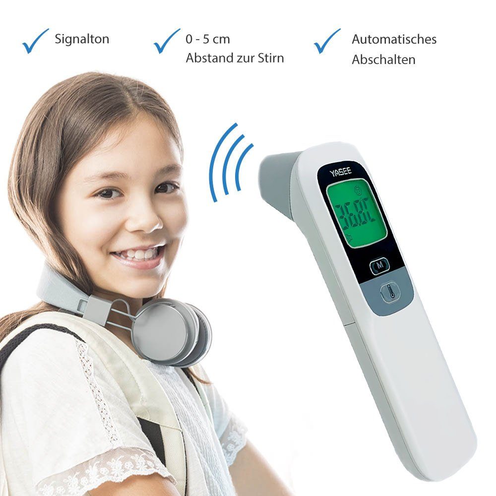 YASEE Fieberthermometer, für Infrarot Kontaktlos, Ideal Fieberthermometer mit Kinder, Infrarot 1-tlg., LCD Technik Display, Speicher farbigen großer