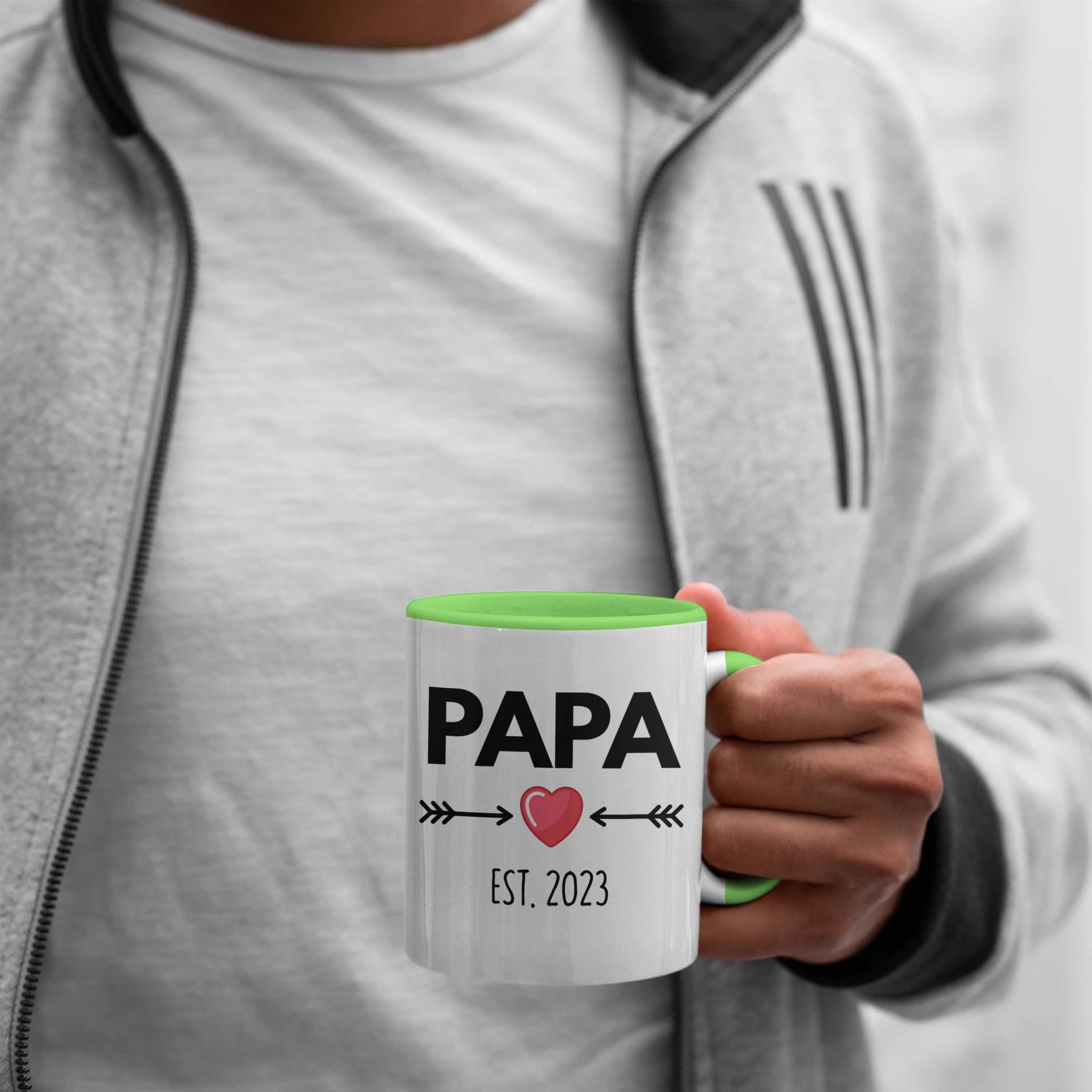 Schwangerschaft Geschenk Tasse - Du Papa Trendation Trendation 2023 Grün Papa Wirst