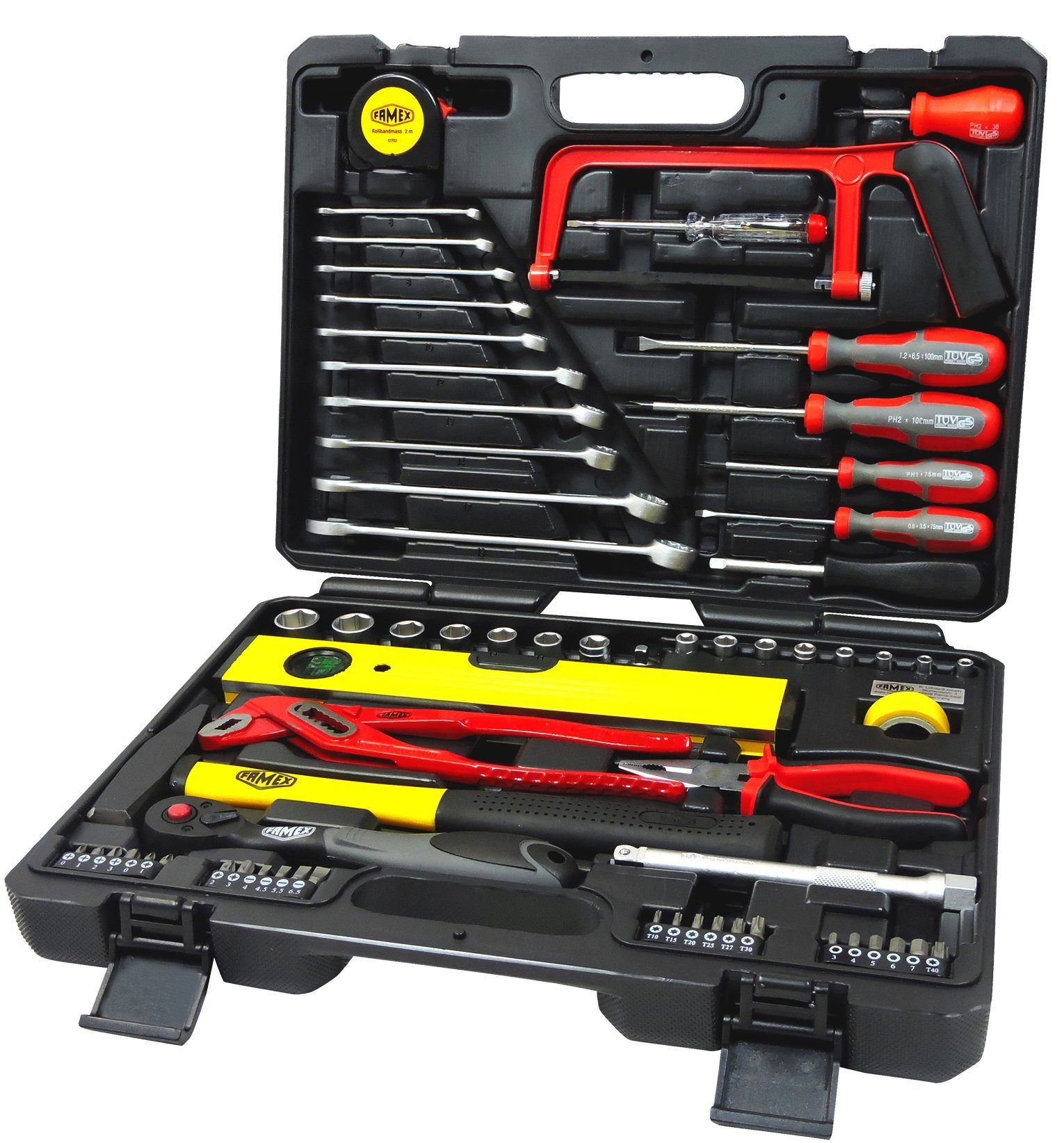 FAMEX Werkzeugset 145-50 Werkzeugkasten Set, Werkzeug mit Kunststoffkoffer 67-St), im (Werkzeugkoffer