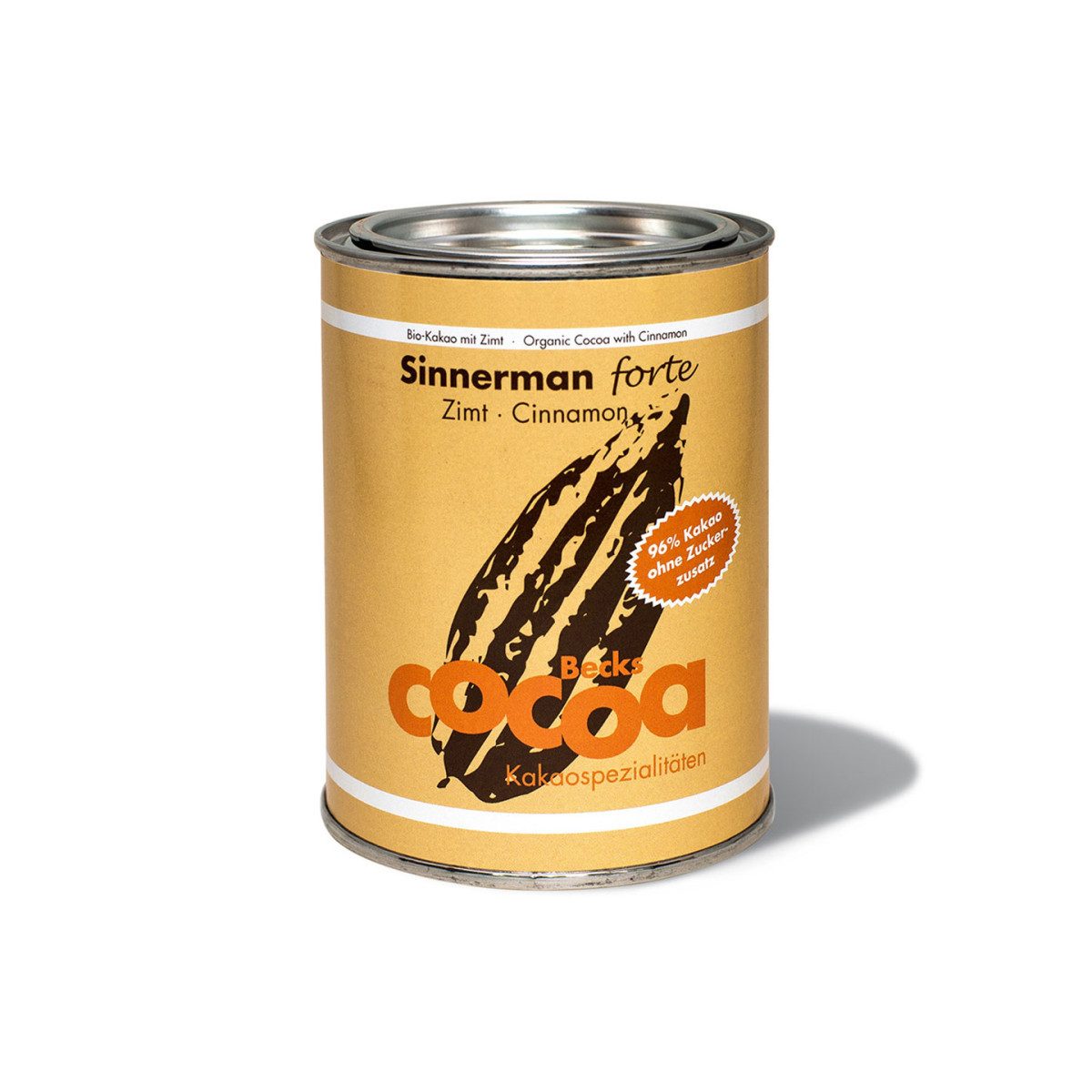Becks Cocoa Schokolade Bio-Kakao Becks Cacao Sinnerman forte mit Zimt, 250 g