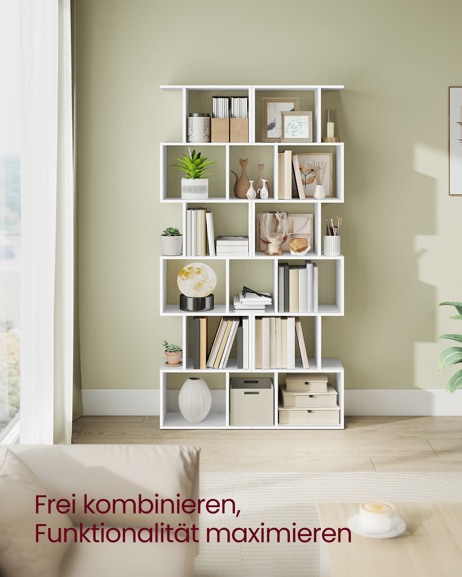 VASAGLE Bücherregal Standregal mit 5 Ebenen, 24 x 40 x 191 cm, Wohnzimmer Schlafzimmer, freistehend, modern, Regal – Bild 4 von 5