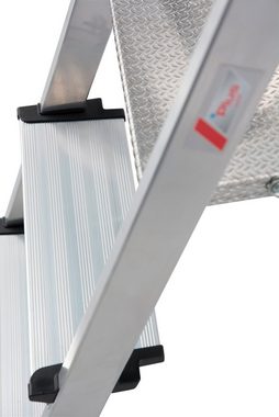 KRAUSE Stehleiter Safety Plusline, Aluminium, 3 Stufen, Arbeitshöhe ca. 265 cm