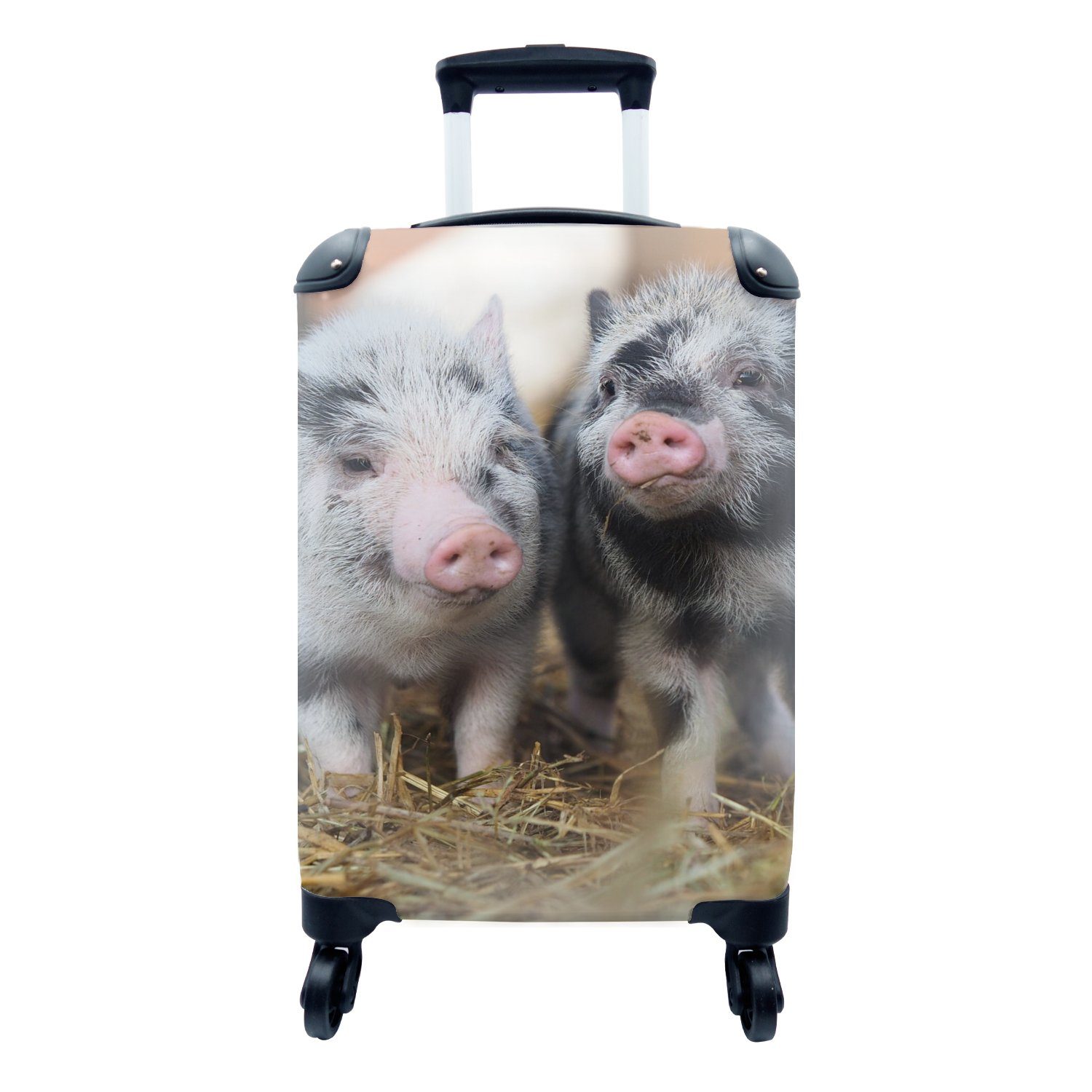 MuchoWow Handgepäckkoffer Schwein - Tiere - Ferkel, 4 Rollen, Reisetasche mit rollen, Handgepäck für Ferien, Trolley, Reisekoffer