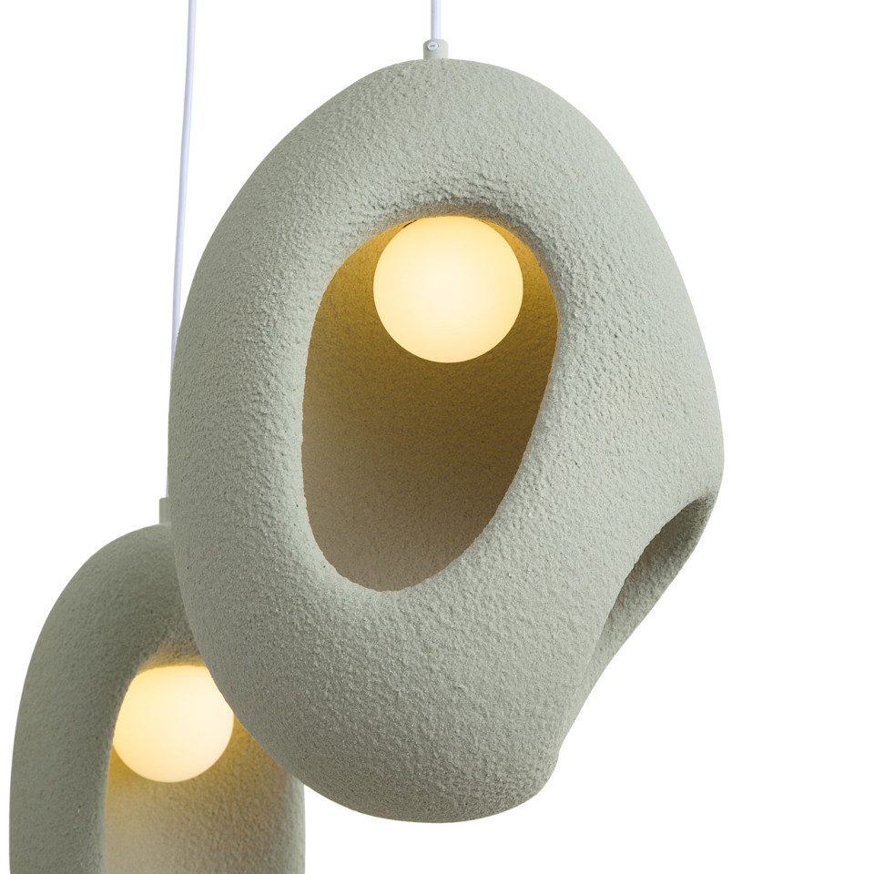 Qazqa Pendelleuchte Moonstone, ohne Leuchtmittel, Neutralweiß, QAZQA Hängeleuchte, g9, Weiß, Kunststoff, Japandi