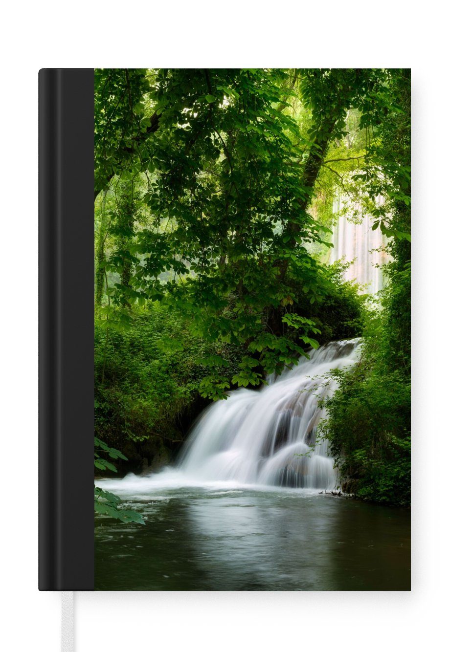 MuchoWow Notizbuch Wasserfall - Natur - Grün, Journal, Merkzettel, Tagebuch, Notizheft, A5, 98 Seiten, Haushaltsbuch