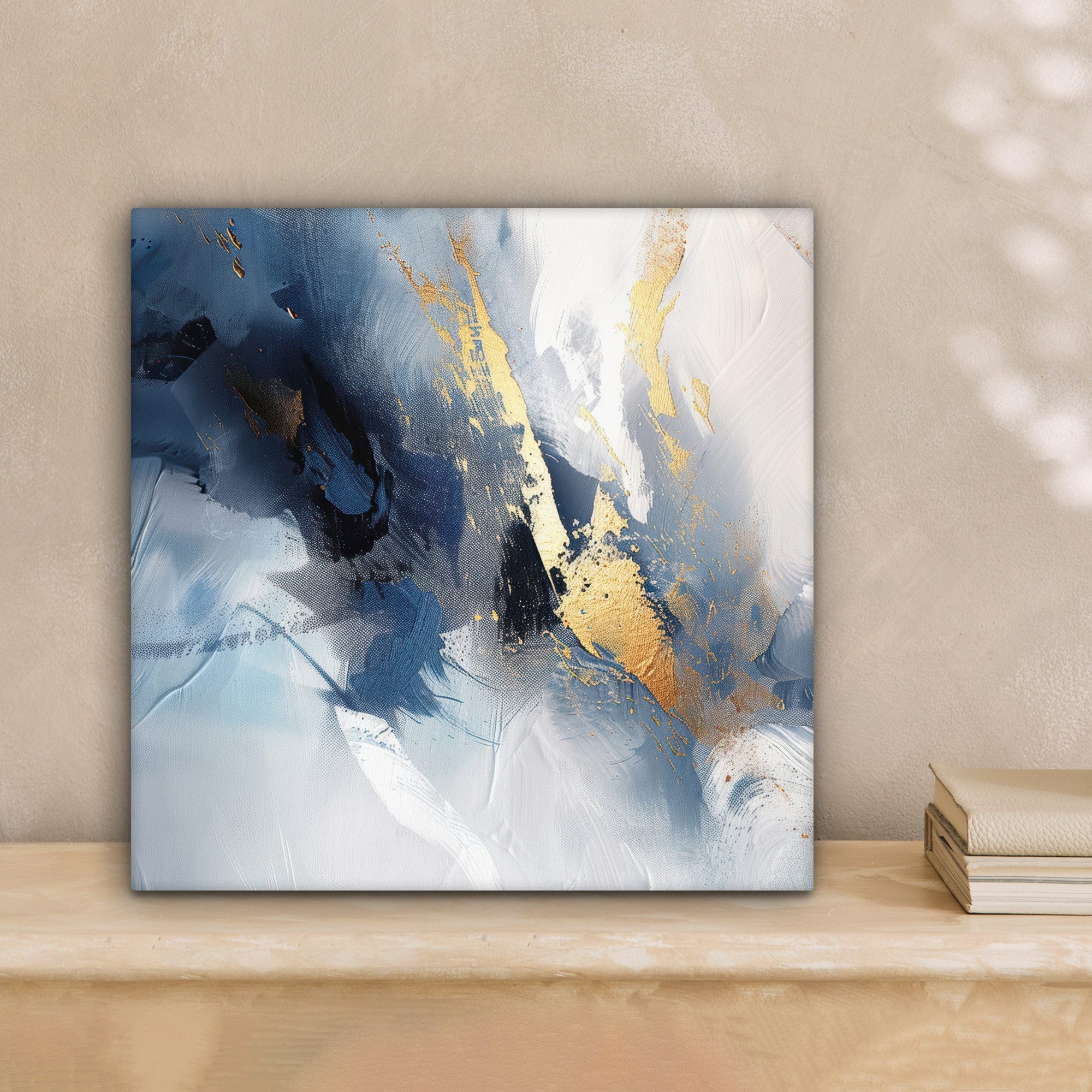 OneMillionCanvasses® Leinwandbild Blau - Modern - Marmor - Abstrakt - Gold, günstig online kaufen