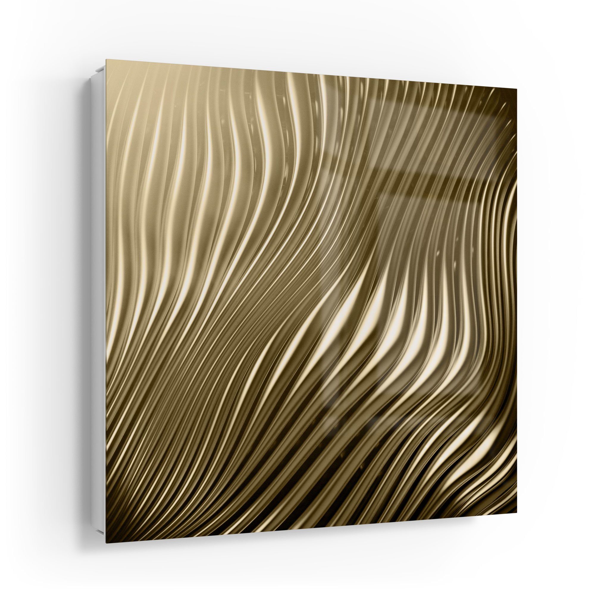 DEQORI Schlüsselkasten 'Goldenes Rillendesign', Glas Schlüsselbox modern magnetisch beschreibbar
