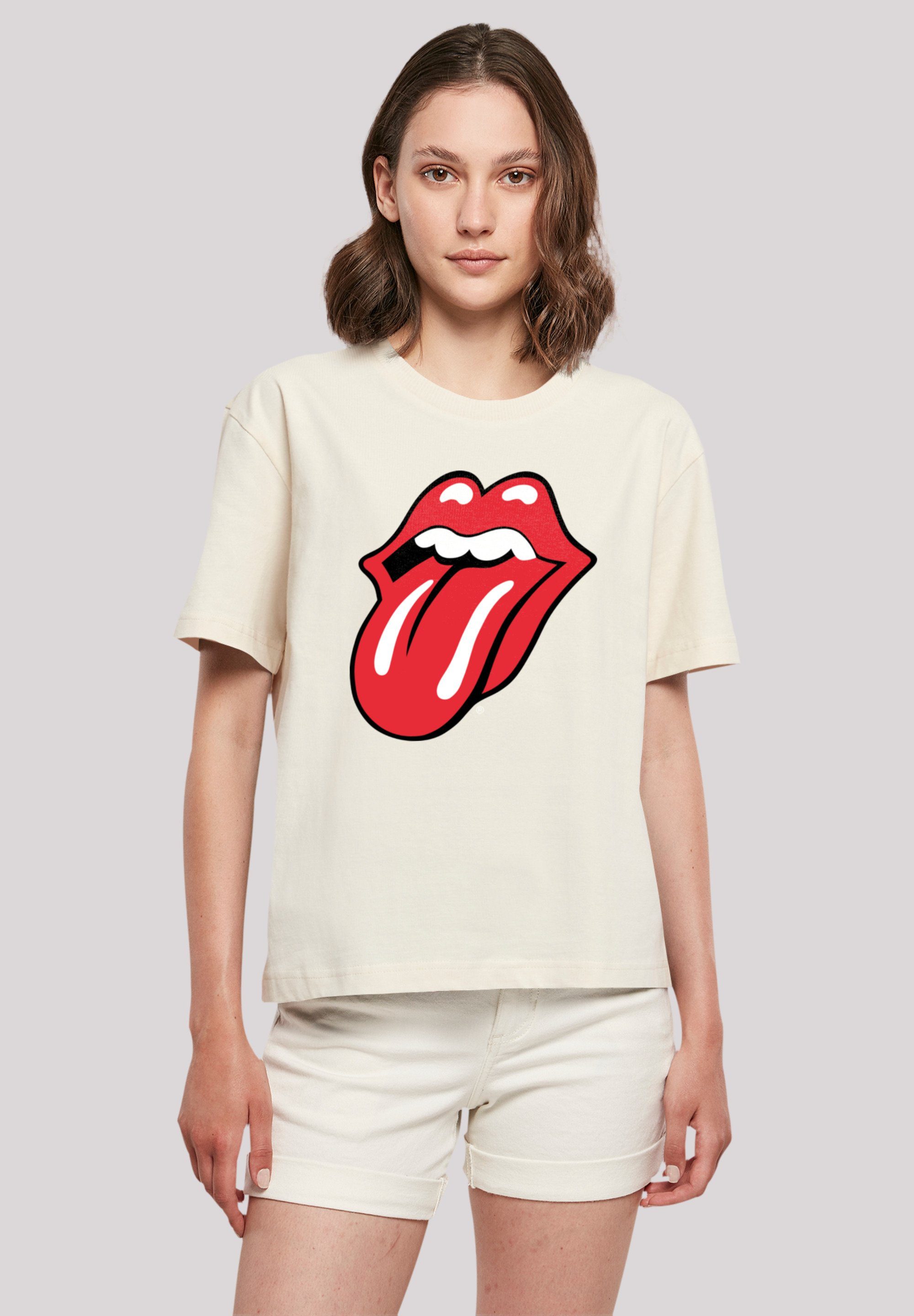 F4NT4STIC T-Shirt The Rolling Stones Classic Tongue Print Whitesand