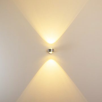 hofstein Wandleuchte »Berga« LED Wandlampe aus Metall/Glas in chrom, 3000 Kelvin, mit Lichtkegel, 600 Lumen, Innen. Up&Down-Effekt, geeignet