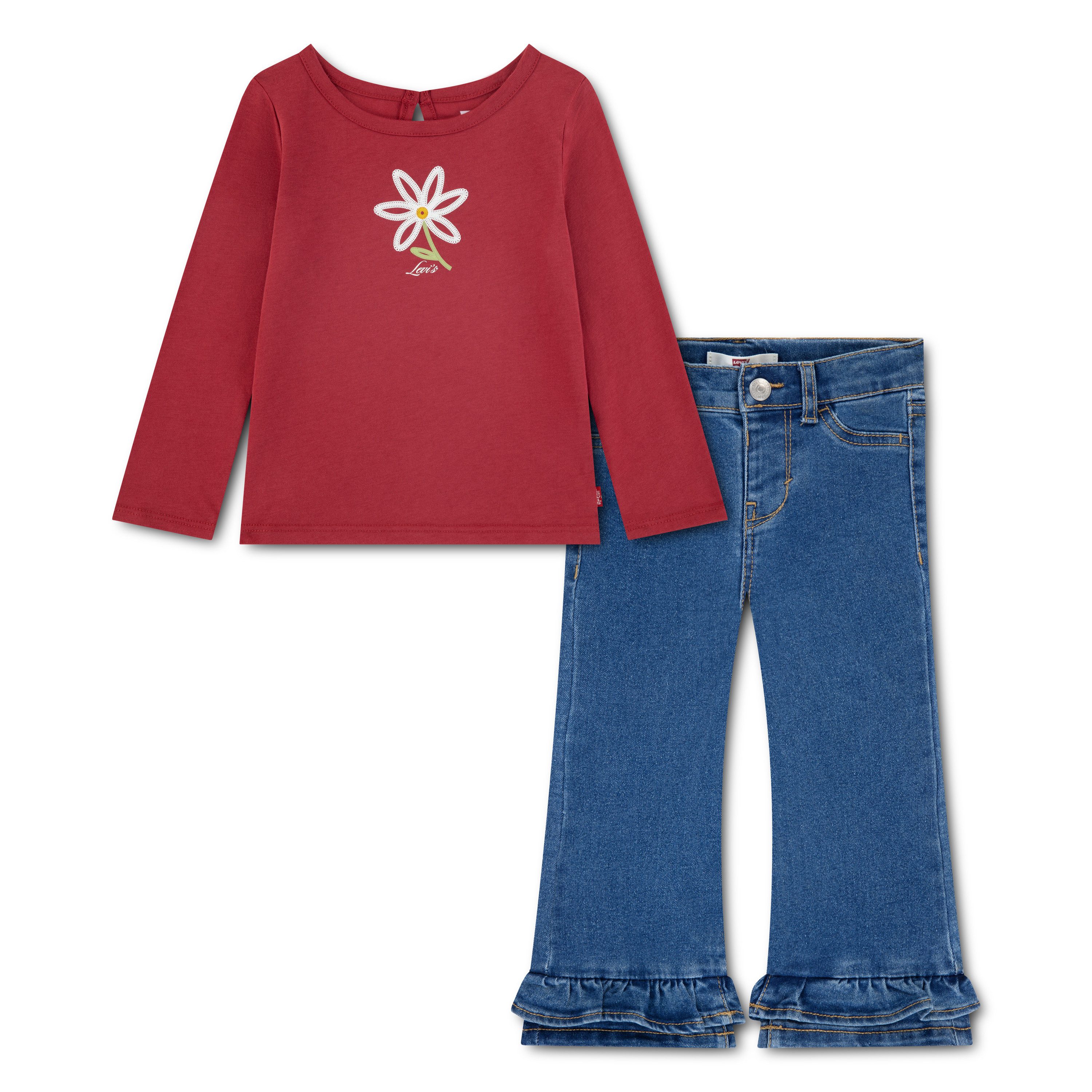 Levi's® Kids Shirt & Hose LVG 3QTR SLV TOP AND RUFFLE FL für Babys, aus Baumwollmischung, im Casual-Stil