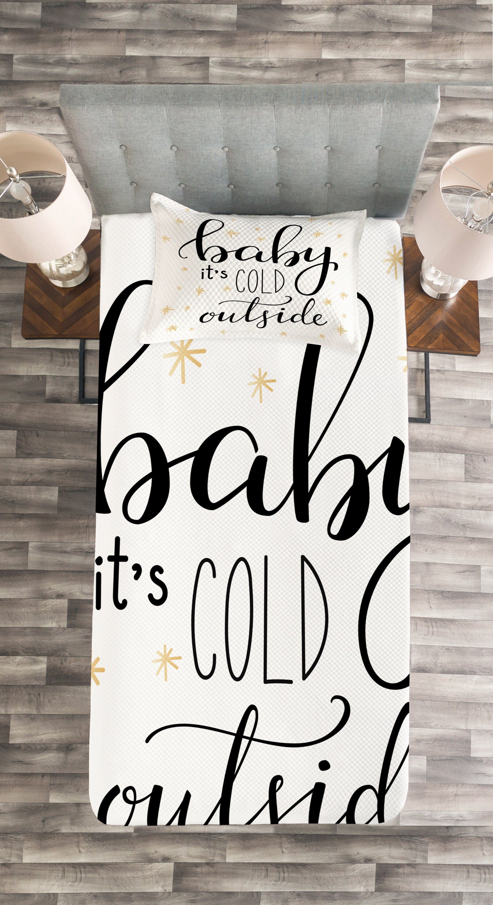 Draußen-Text Winter ist Abakuhaus, Baby Kalt mit Waschbar, Set Tagesdecke Es Kissenbezügen