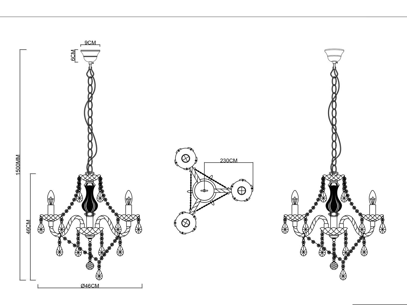 meineWunschleuchte LED LED hängend wechselbar, Ø46cm Transparent Kristall Pendelleuchte über-n Design-klassiker Warmweiß, Kronleuchter, Dimmfunktion, Esstisch