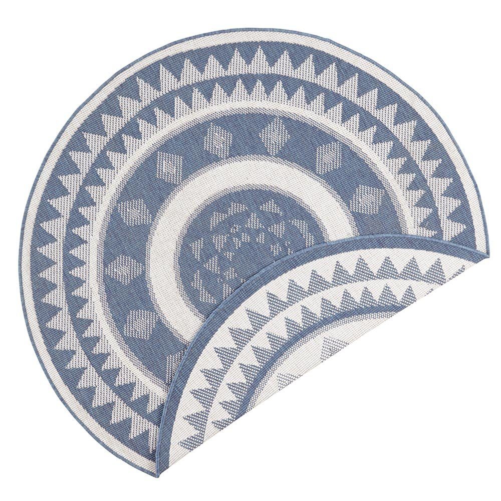 Teppich In- & Outdoor Wendeteppich Jamaica rund blau creme, NORTHRUGS, rund, Höhe: 5 mm