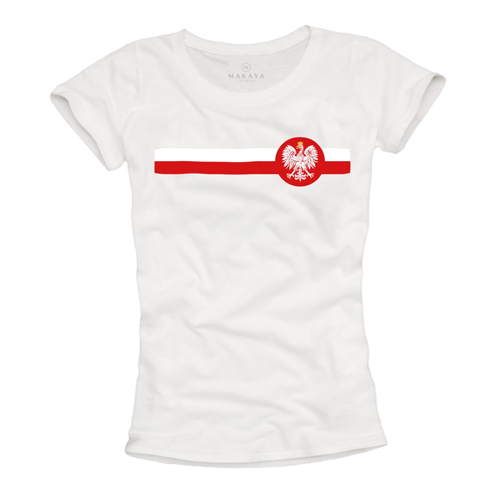 Print-Shirt Damen mit Polnischer Flagge Polen Fahne Wappen Adler Motiv Frauen Top