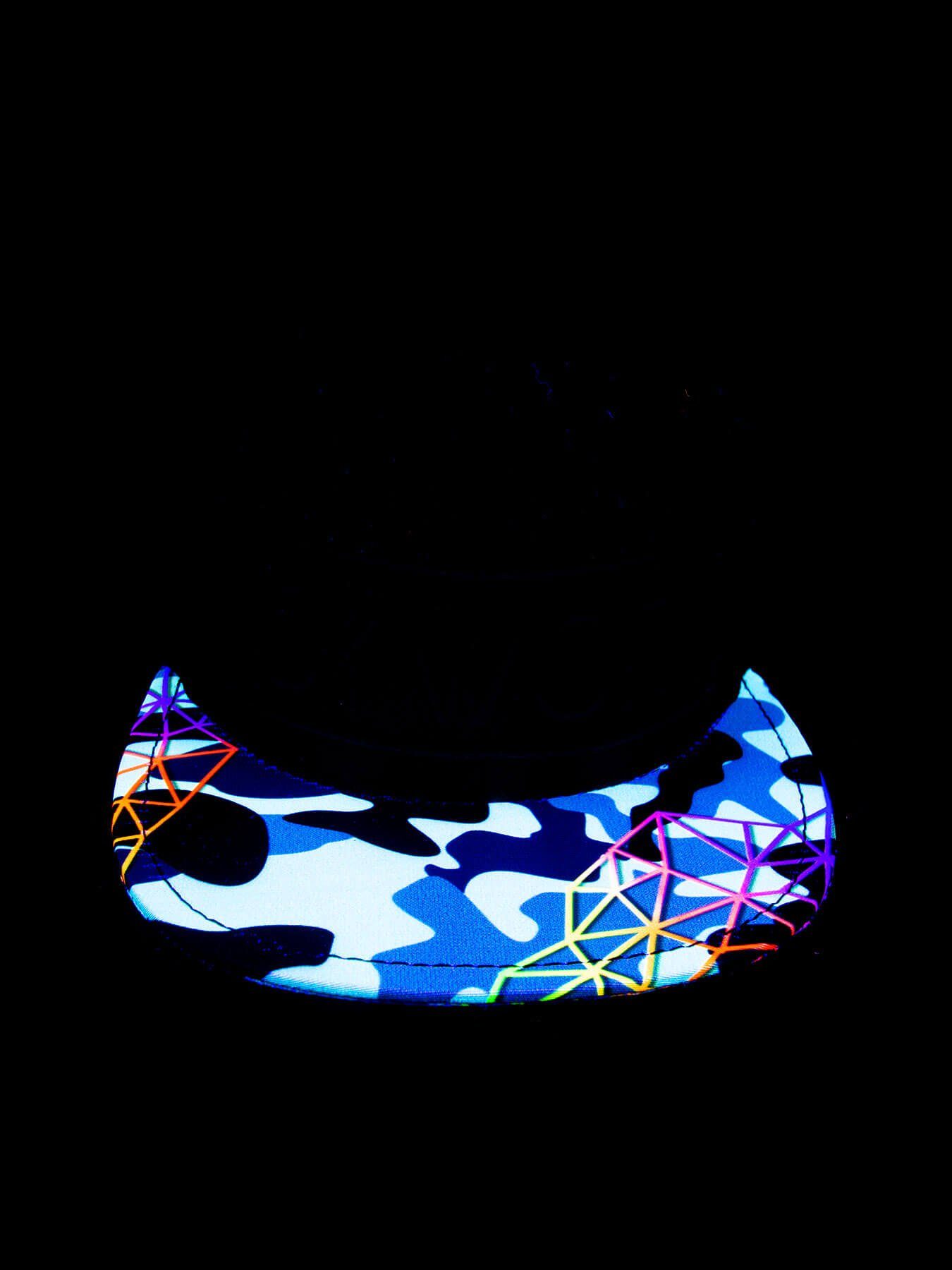 PSYWORK Snapback Cap UV-aktiv, Neon Cap unter Schwarzlicht "Camouflage", leuchtet Black Schwarzlicht Schwarz