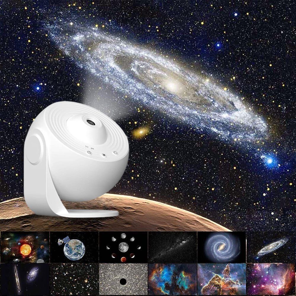 JOYOLEDER Nachtlicht Diaprojektor 360°-Drehung LED Galaxy Projektor, Planetarium Sternenhimmel Projektor Weiß