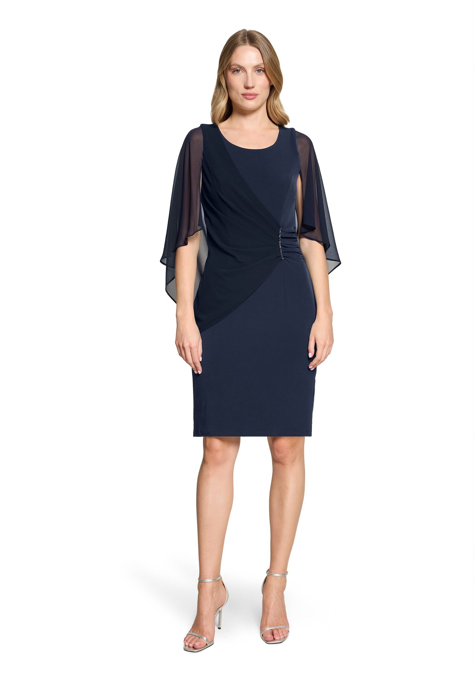 Vera Mont Cocktailkleid Damen mit Raffung Materialmix