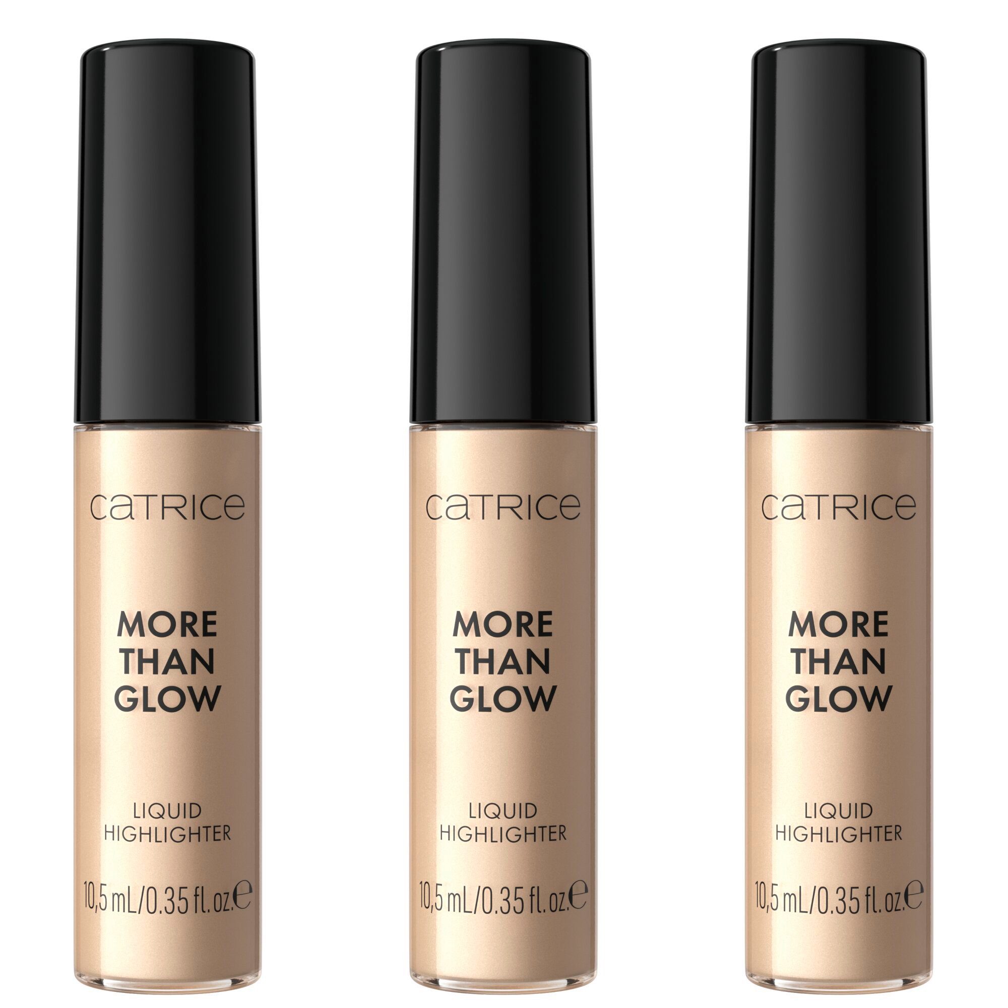 Catrice Highlighter MORE THAN GLOW LIQUID HIGHLIGHTER, 3-tlg., in einem schimmernden Ton für einen individuell anpassbaren Glow
