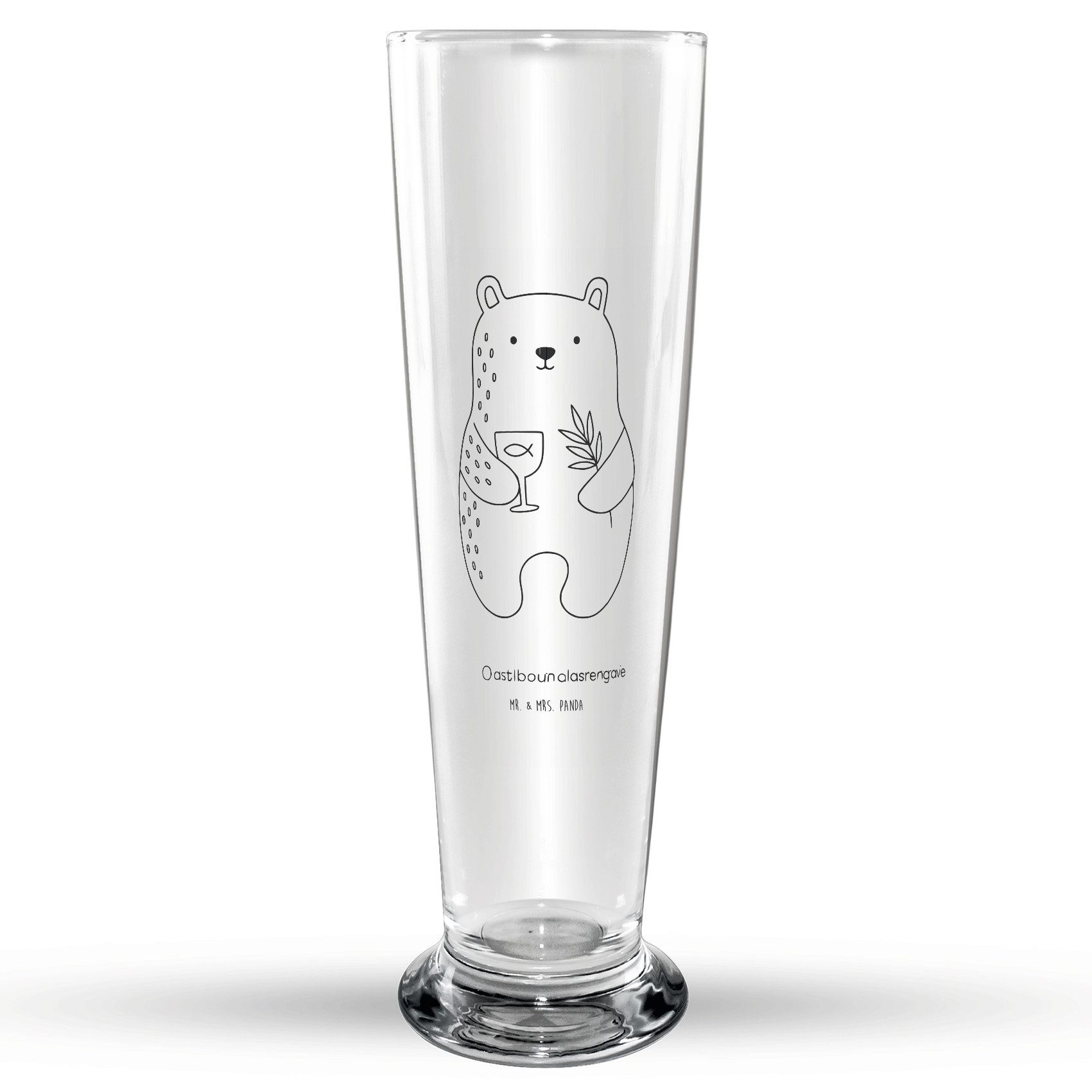 Mr. & Mrs. Panda Bierglas Bär Konfirmation, Bier Glas, Transparent, Evangelisch, Glas, Bierbech, 1-tlg., Premium Glas