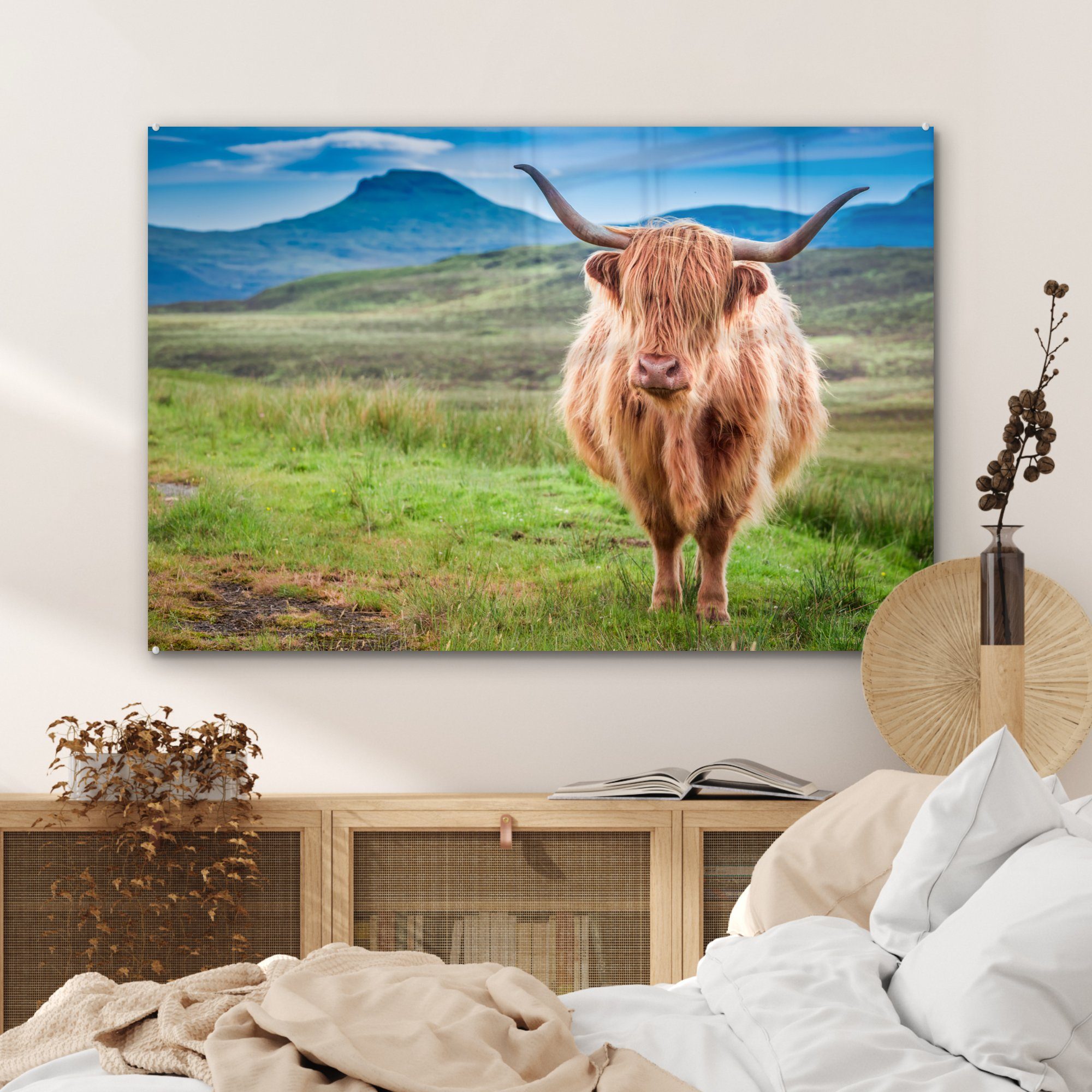 Wohnzimmer Schottland Acrylglasbilder (1 - & MuchoWow - Kuh Acrylglasbild Braun, Schlafzimmer St),