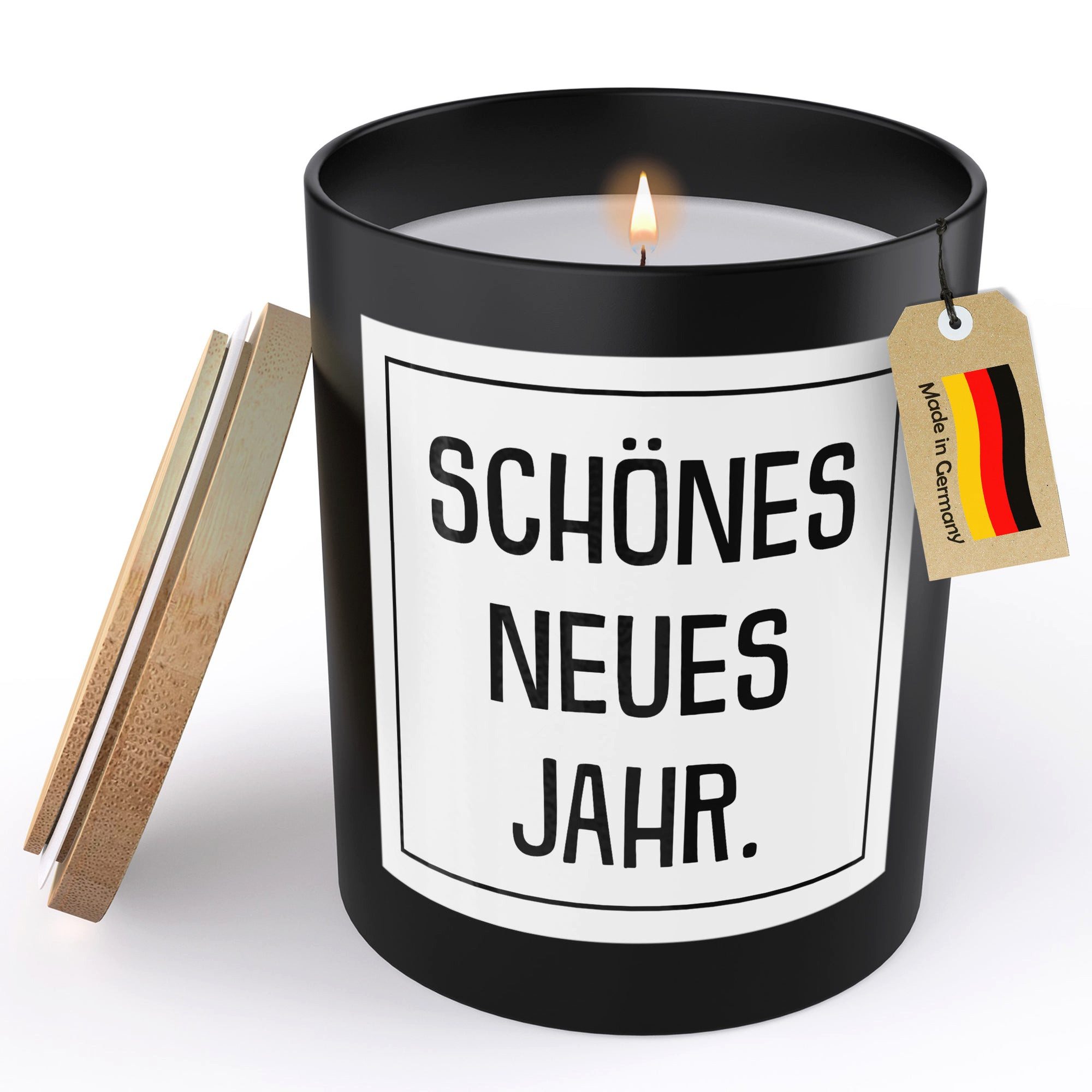 22Feels Duftkerze HANDGEMACHT Zitrus Frauen Geschenk Deko Glas, MADE IN GERMANY, Europäisches Sojawachs, Bambusdeckel und Glas, Vegan