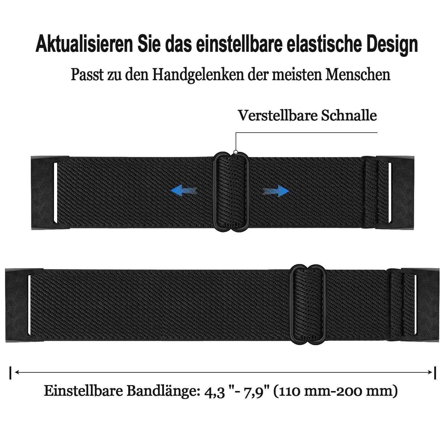 zggzerg 2 Fitbit Kompatibel für Uhrenarmband Stück Charge Armband Schwarz+Leopard Elastische