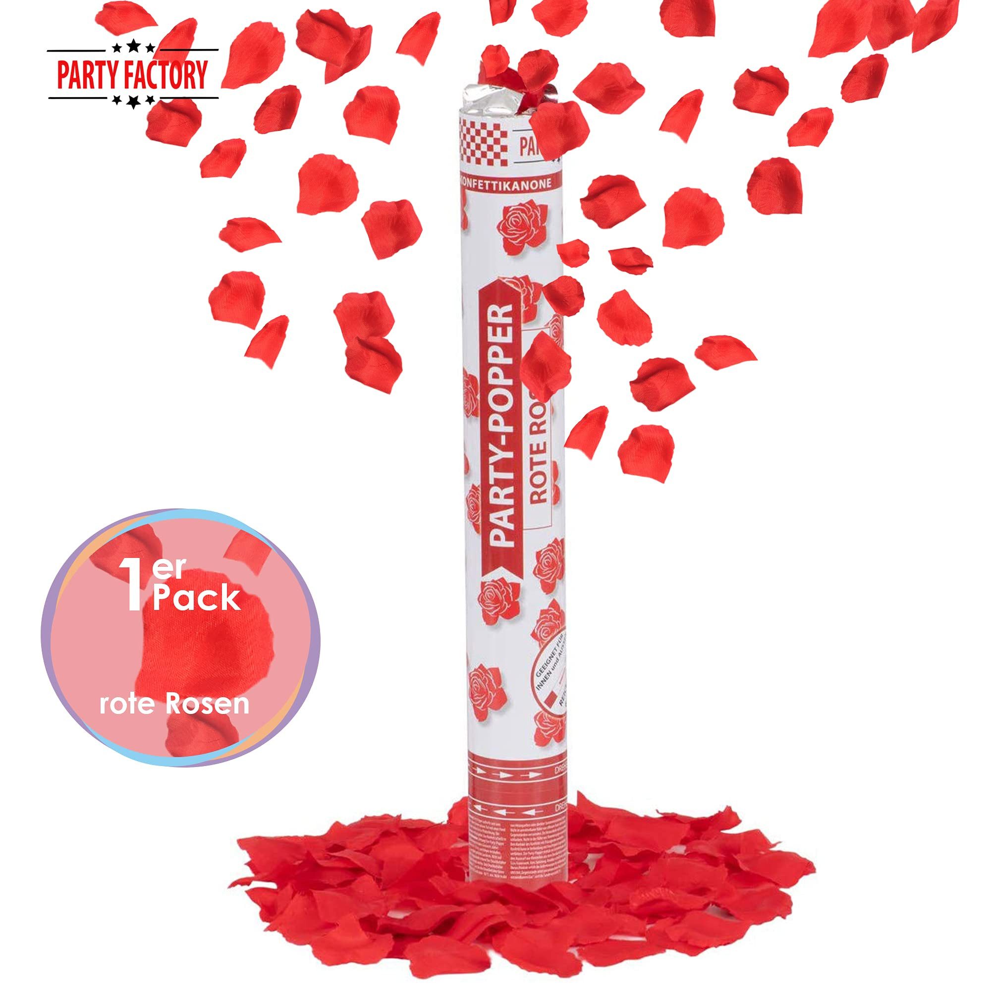 Party Factory Konfetti Party Popper 40cm Rote Rosen, verleiht Eleganz und Anmut