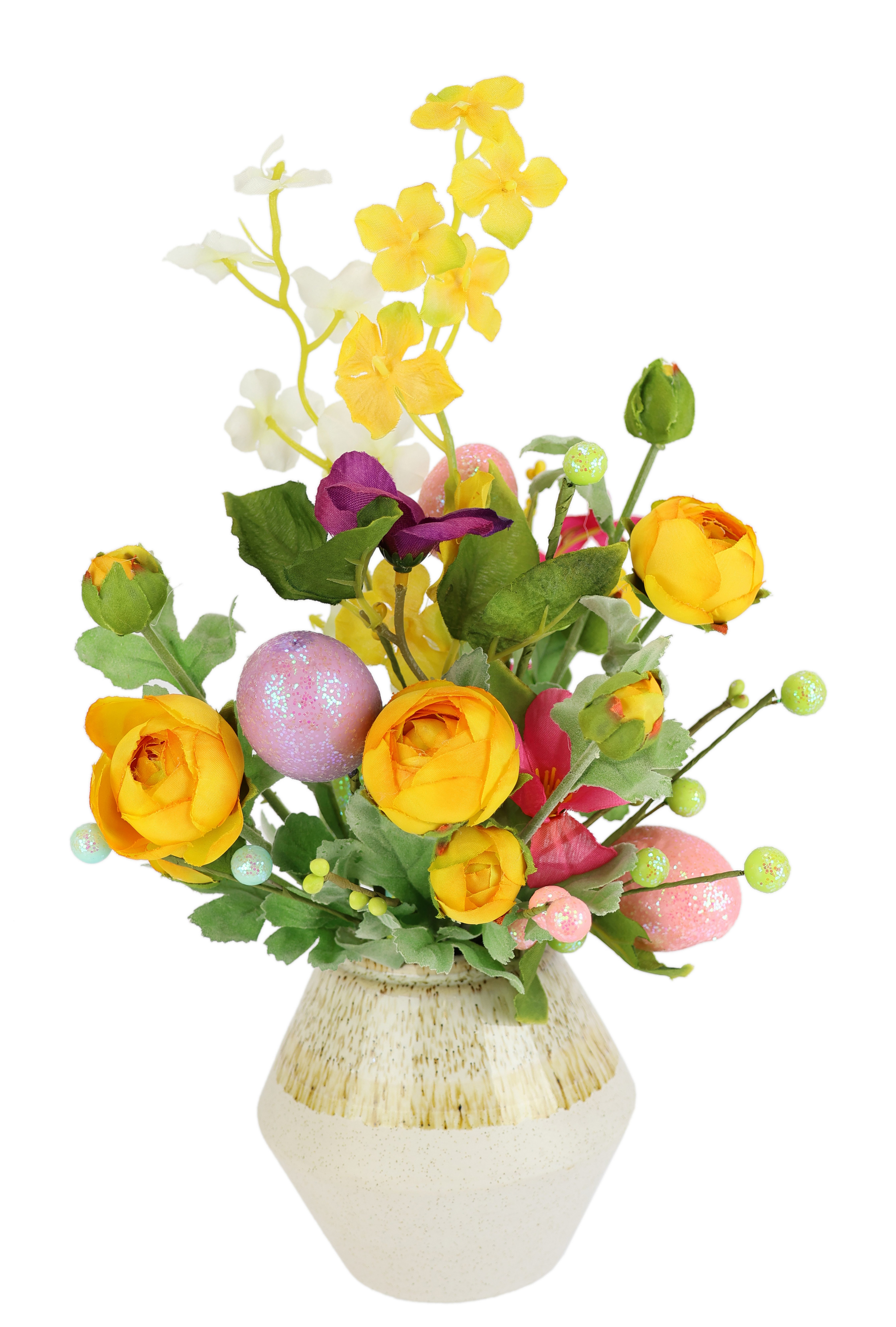 Kunstblume Mixed-Arrangement mit Ei, I.GE.A., Höhe 29 cm, Vase aus Keramik