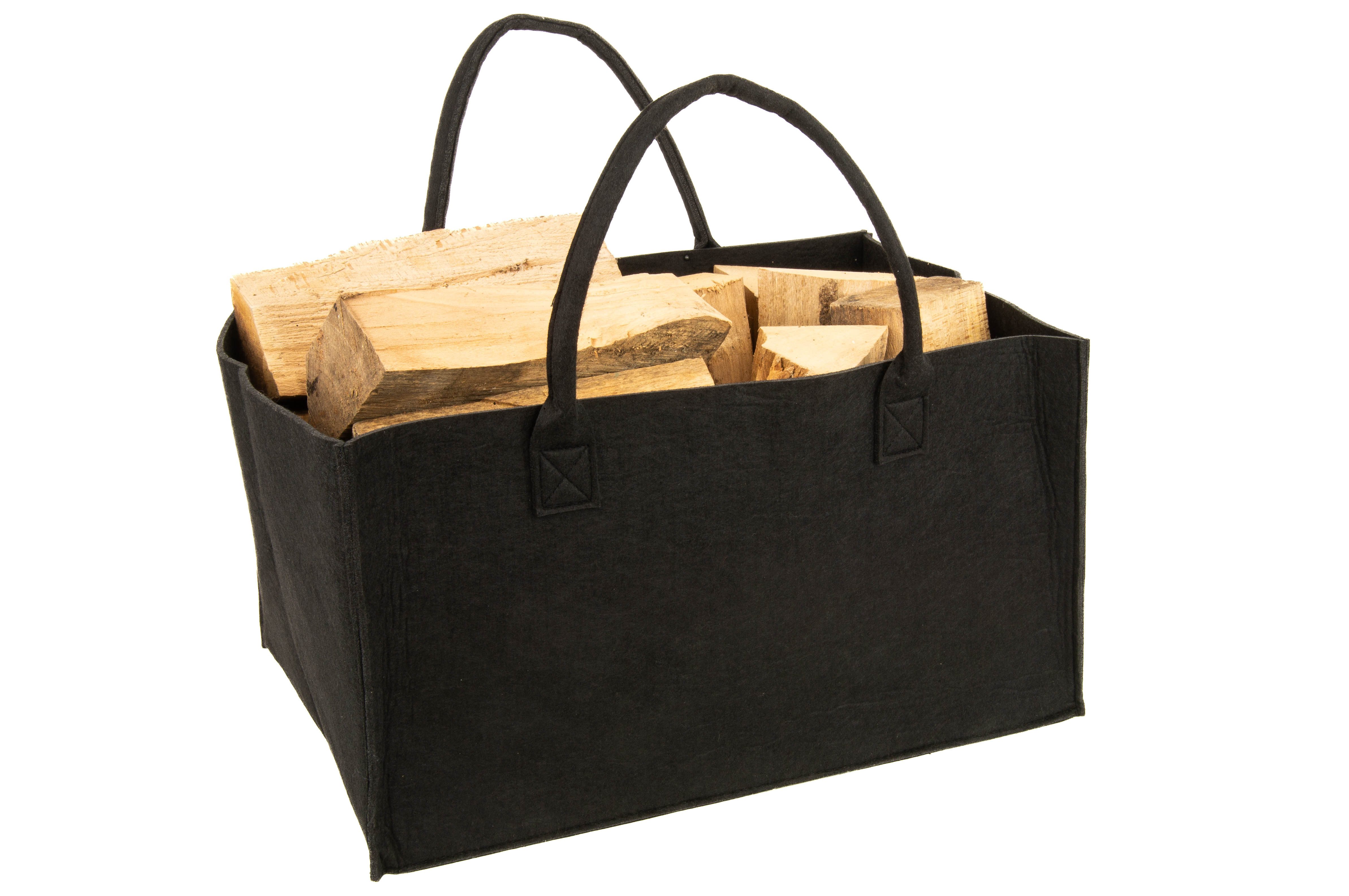 Valo Kaminholzkorb Valo Filztasche faltbar, Tragetasche aus Filz, Holzkorb, schwarz