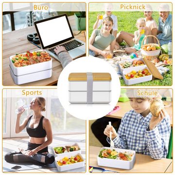 MDHAND Lunchbox 1400ml Brotdose mit Fächern für Kinder/Erwachsene, Kunststoff, (1-tlg), Mahlzeiten Brotdose mikrowellengeeignet