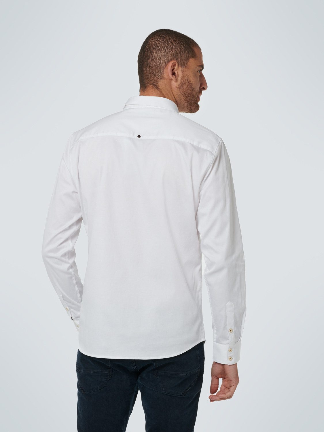 NO EXCESS Langarmshirt Basic Stretch Shirt Satin Weave