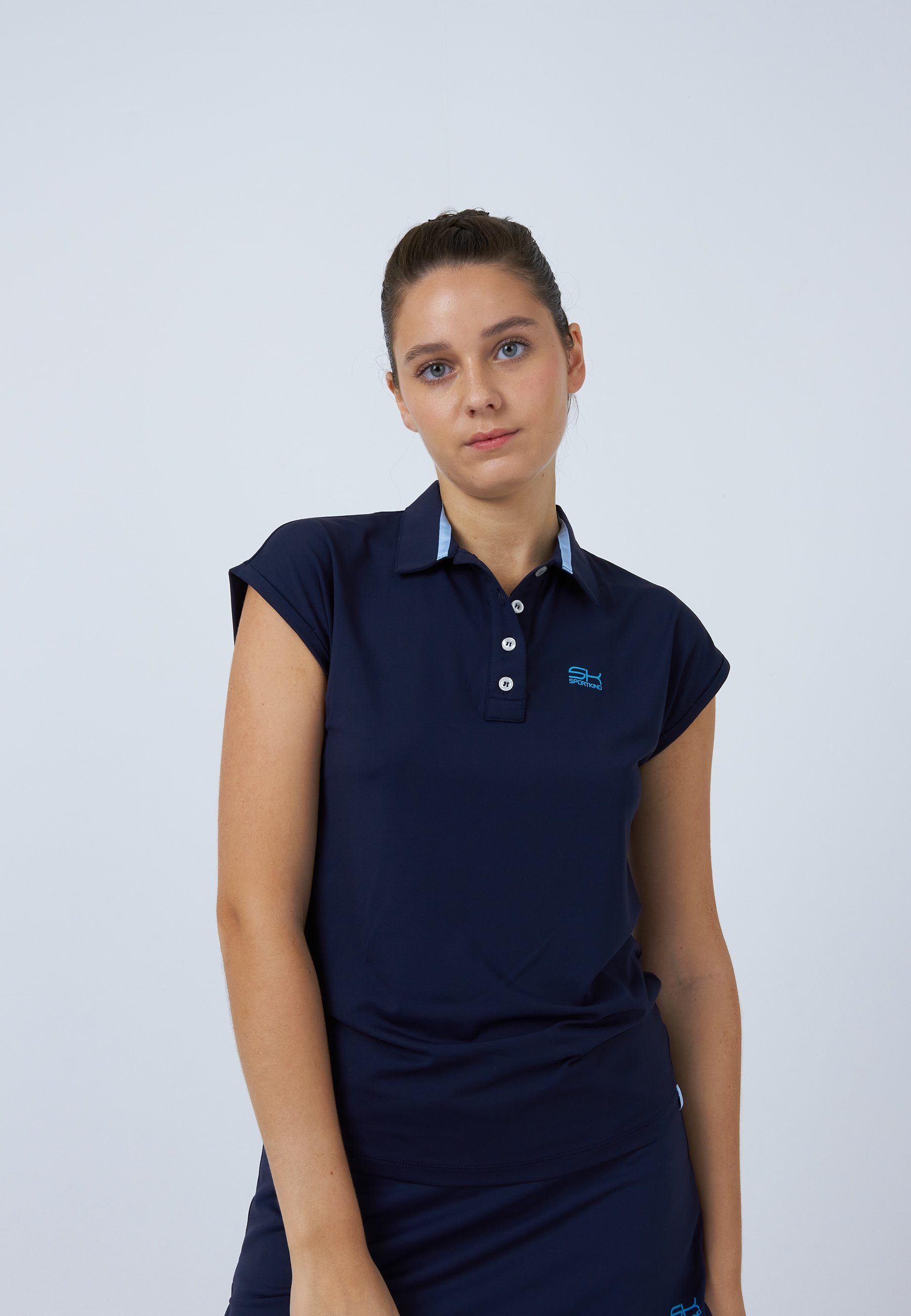 SPORTKIND Funktionsshirt Golf Shirt navy Polo Damen Mädchen & Loose-Fit blau