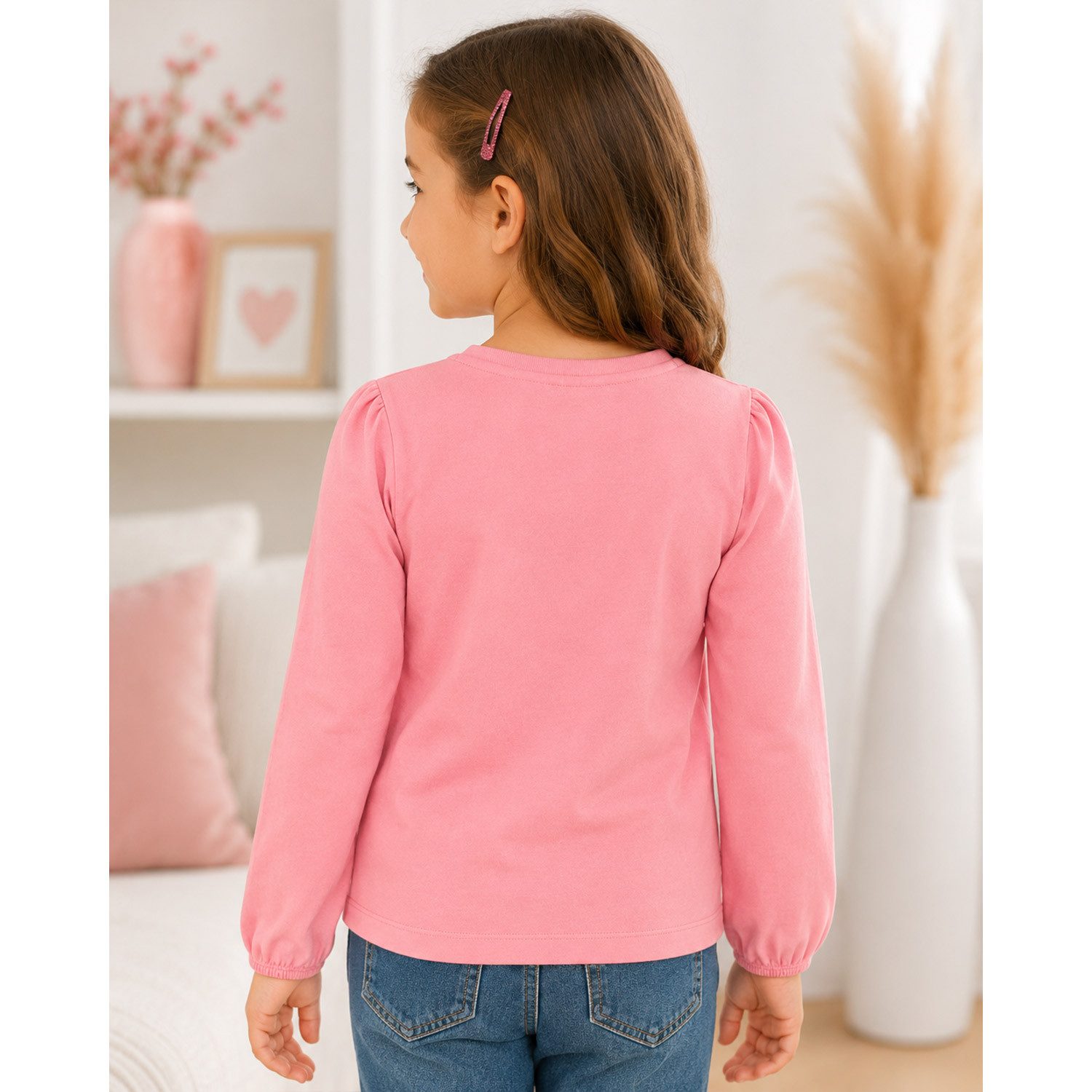 BONDI T-Shirt Mädchen Langarmshirt 'Alpenmadl' 26100, Rose – Bild 4 von 5