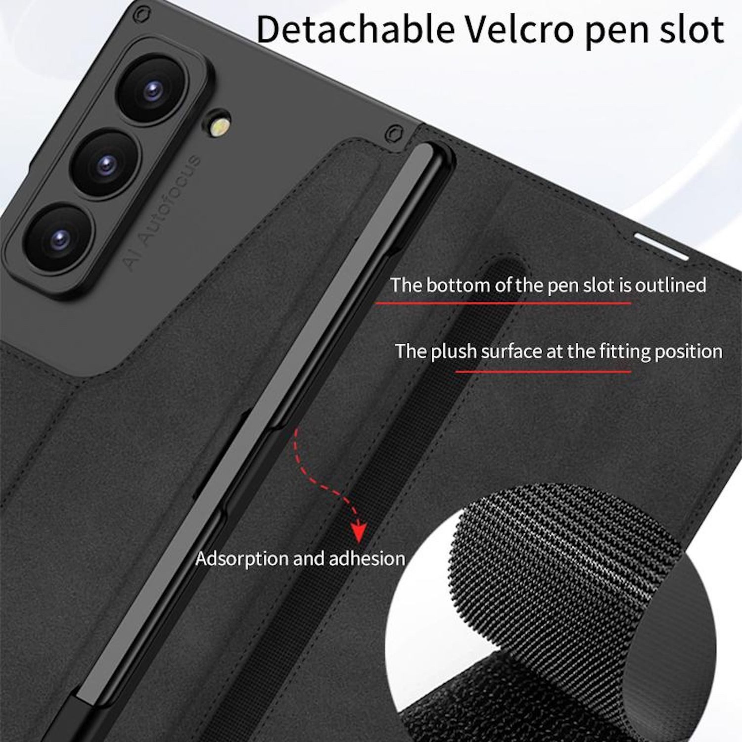 Wigento Handyhülle Für Samsung Galaxy Z Fold7 5G GKK Flip Leder Hülle Stifthalter Carbon, Flip Leder Hülle mit integriertem Stifthalter