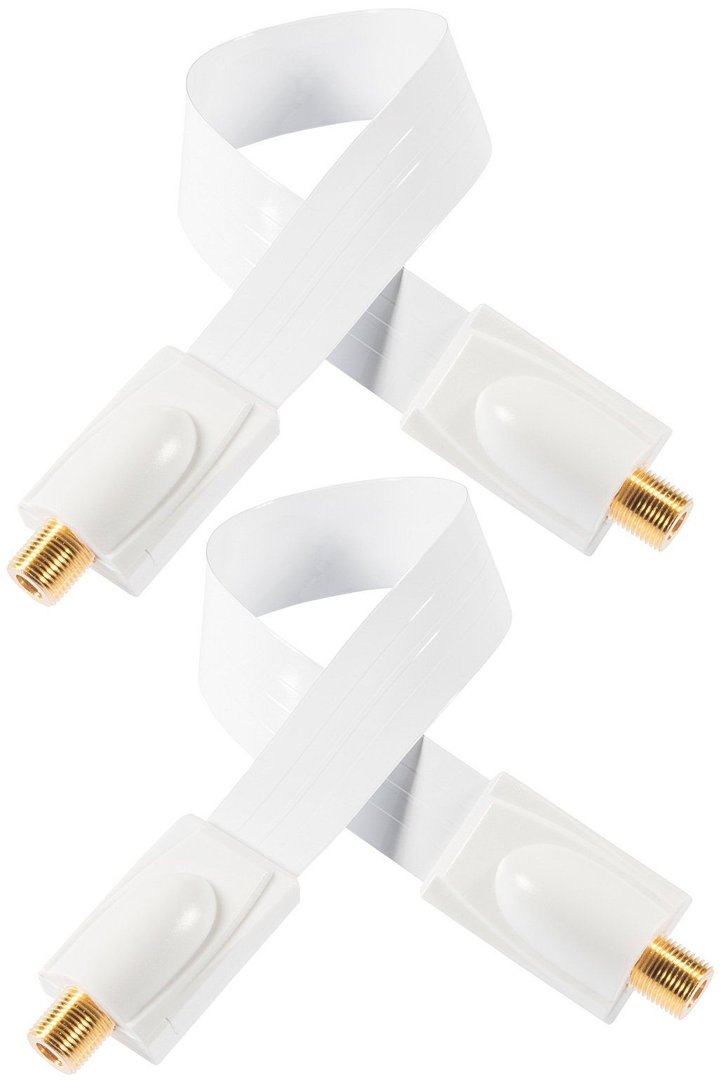 Poppstar SAT Fensterdurchführung (Koax Kabel flach 0,2mm) für Fenster & Türen SAT-Kabel, (52 cm), vergoldete Kontakte, weiß