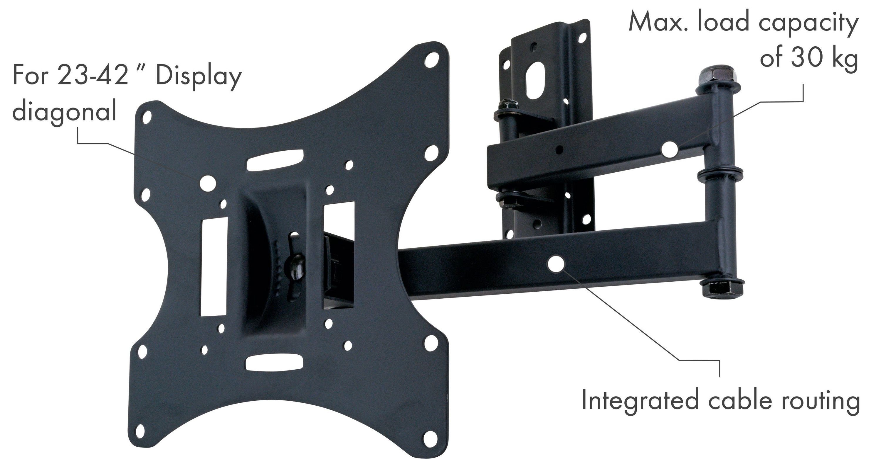 Schwaiger LWH050 011 TV-Wandhalterung, 42 bis Kabelführung, schwarz) schwenkbar, (bis 200x200mm, neigbar, 30kg, integrierte Zoll, bis