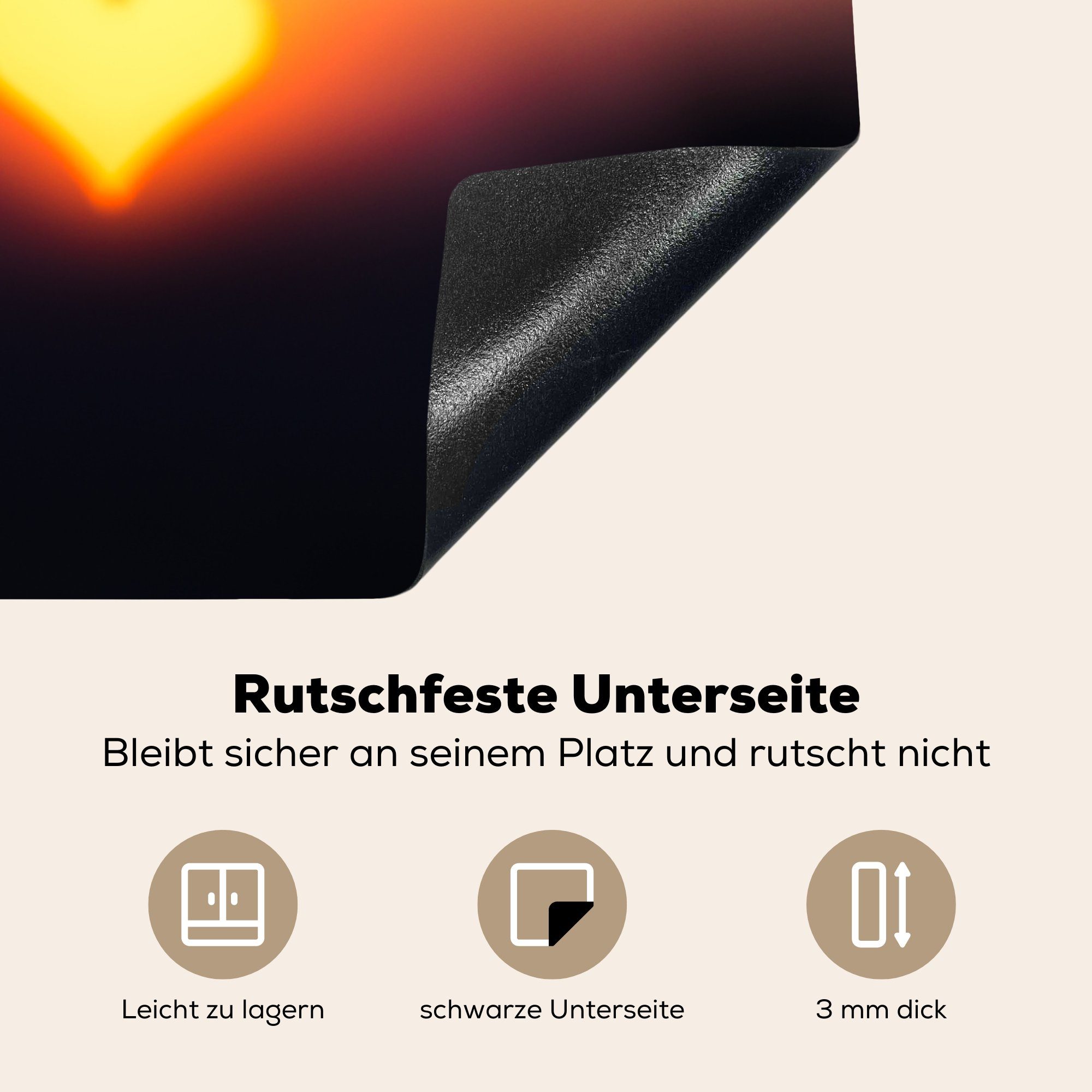 tlg), für küche, Induktionskochfeld - die Sonnenuntergang, - (1 Horizont MuchoWow Ceranfeldabdeckung Herz Vinyl, Herdblende-/Abdeckplatte cm, Schutz 81x52