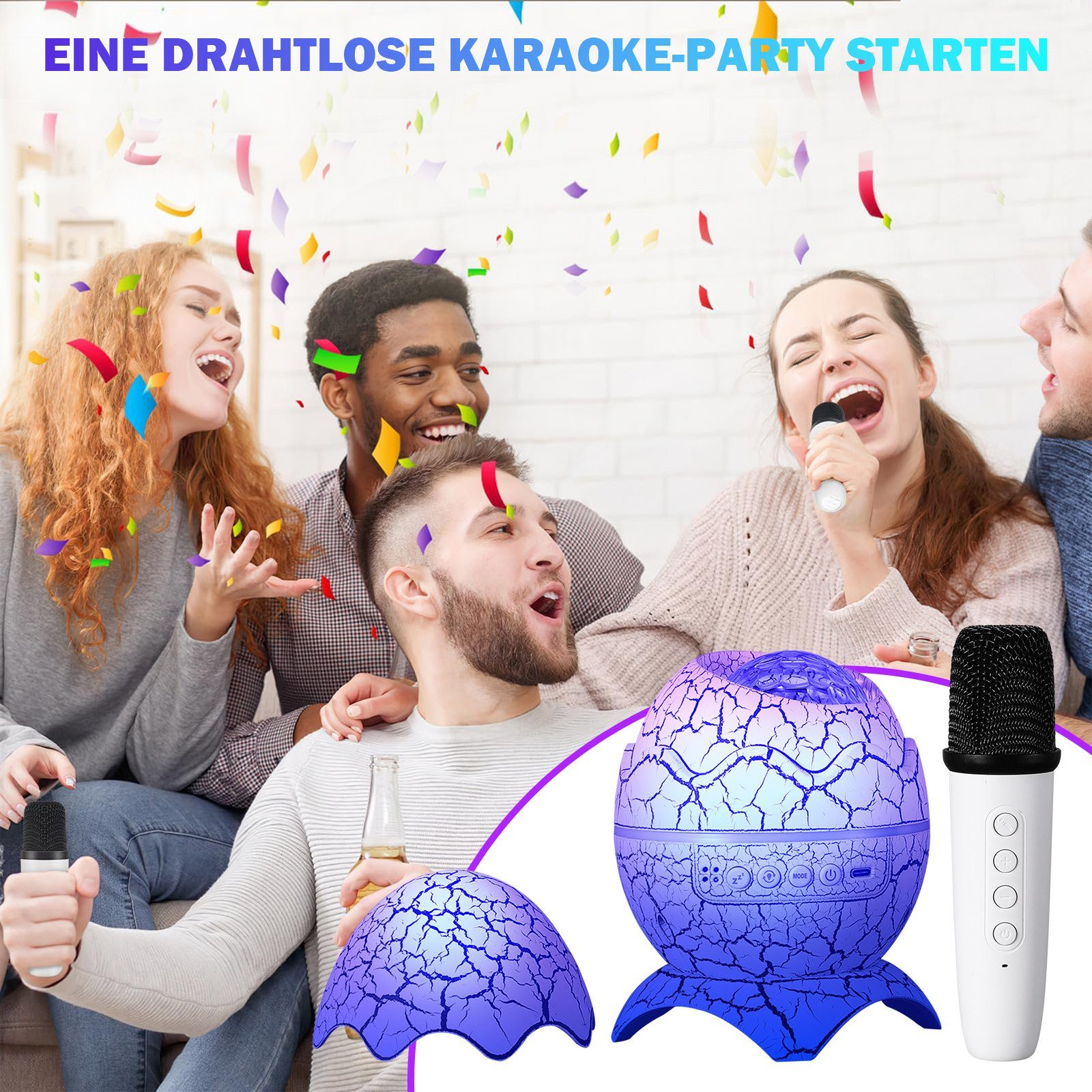 Sunicol LED-Sternenhimmel 4 in 1 LED Projektor, Timer & Fernbedienung, Drahtlosem Musikplayer, Galaxy Nachtlicht mit Bluetooth Lautsprecher, weißes Rauschen – Bild 4 von 5