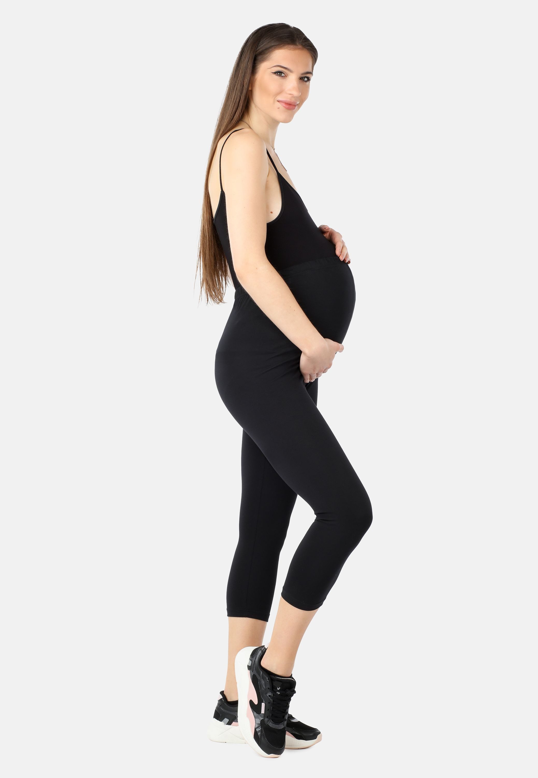 Be Mammy Umstandsleggings Damen 3/4 Umstandsleggings aus Bio-Baumwolle BE20-284 (1-tlg) elastischer Bund