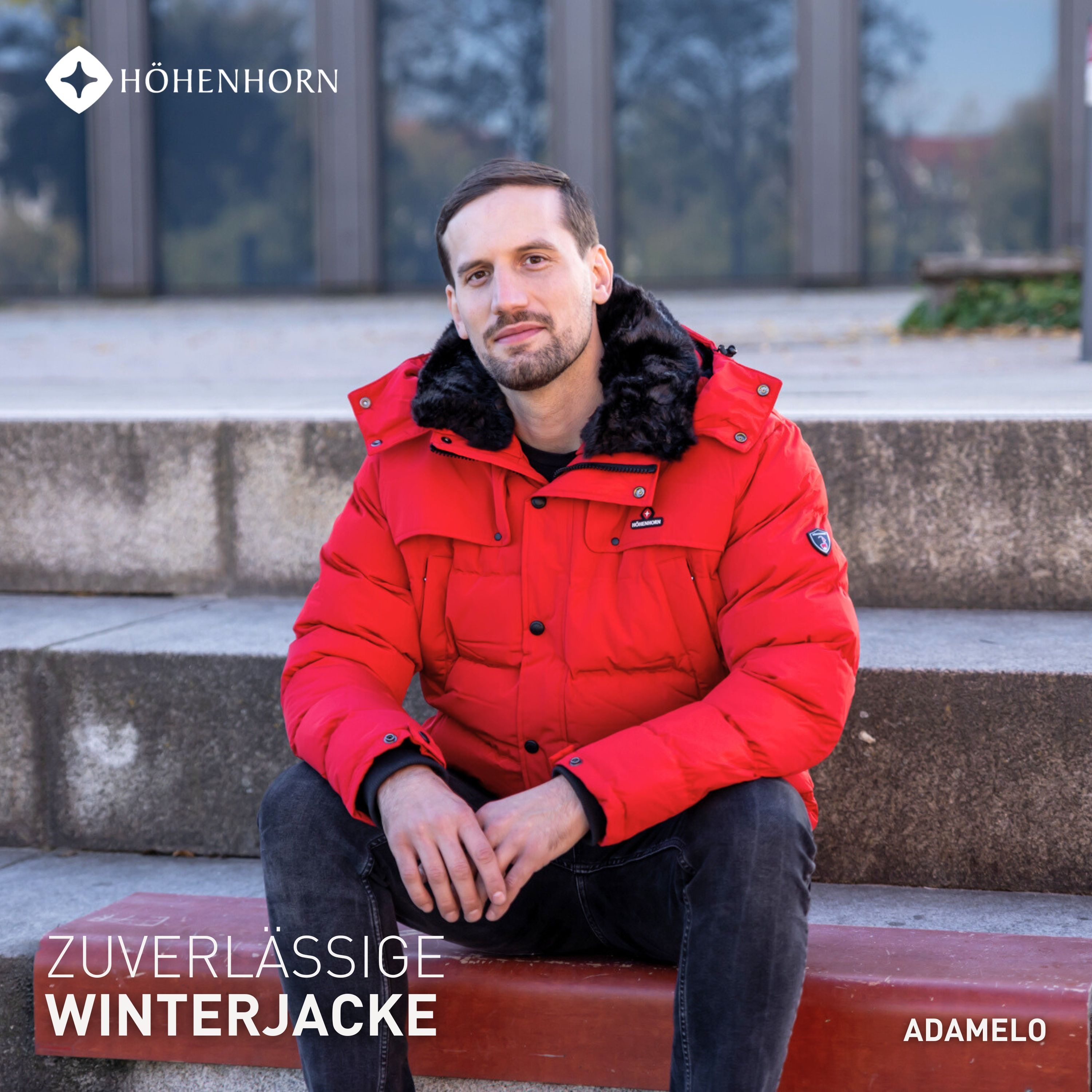 Höhenhorn Winterjacke Adamelo Herren Winter Jacke für Männer Quilted Steppjacke Gefüttert abnehmbarer Kunstfellkragen & Kapuze, weiche Microfleece Innenseite