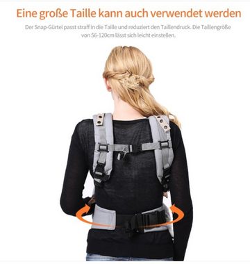 Welikera Rückentrage 4-in-1-Babytrage, ergonomisch mit 4 Tragepositionen, hellgrau